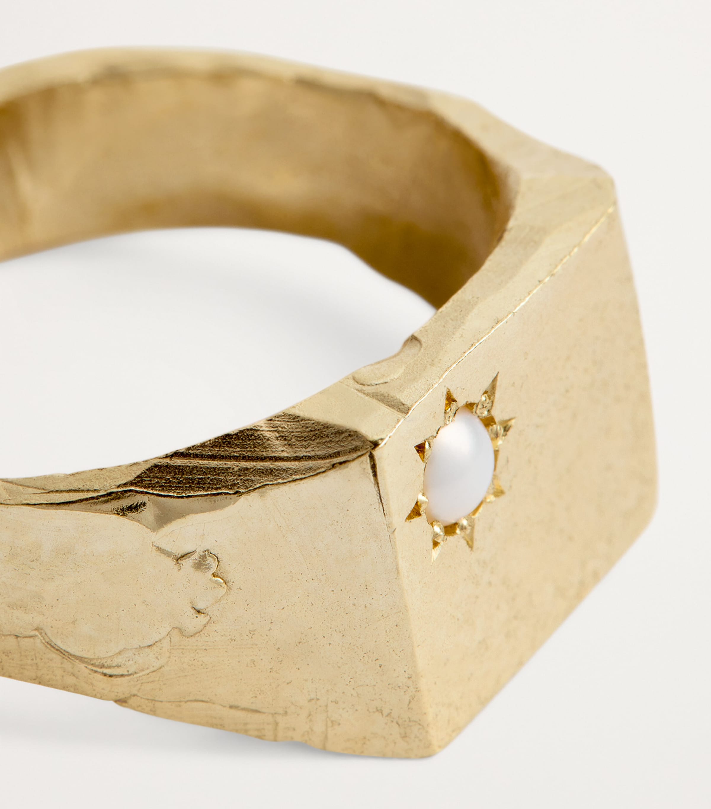 Yellow Gold and Pearl Signet Ring GOLD Image 5