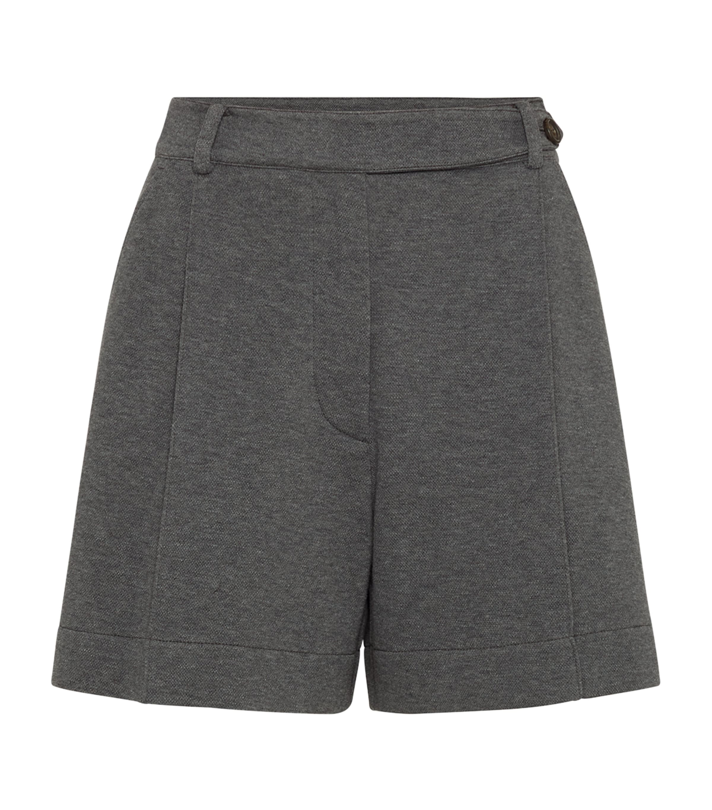 Brunello Cucinelli Techno Cotton Piqué Shorts In Grey