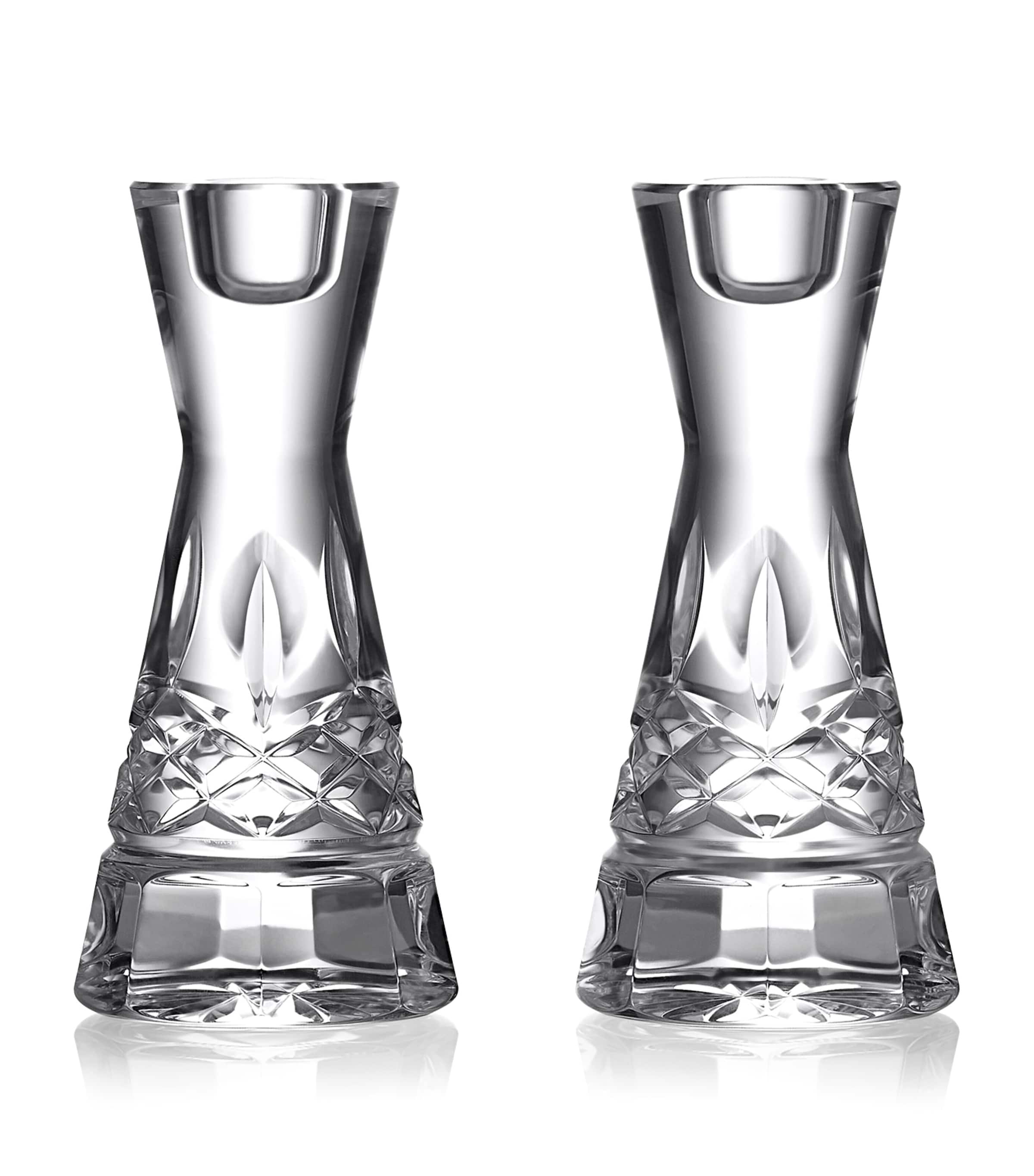 Waterford Set Of 2 Lismore Essence Candlesticks In Clear