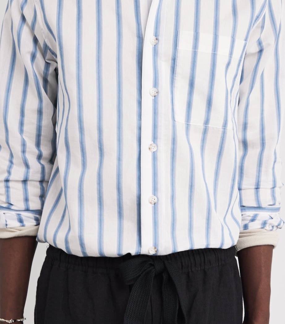 COMMAS Mens Cotton Silk Gradient-Stripe Shirt Blue Image 6