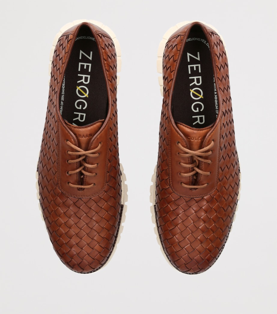 Woven Leather ZerøGrand Oxford Sneakers TAN Image 4