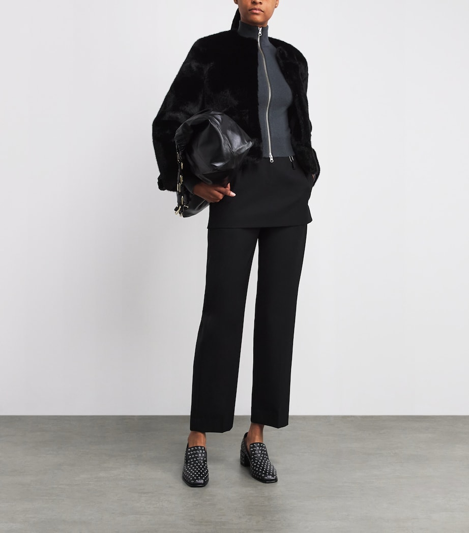 Faux Fur Cropped Jacket BLACK Image 2