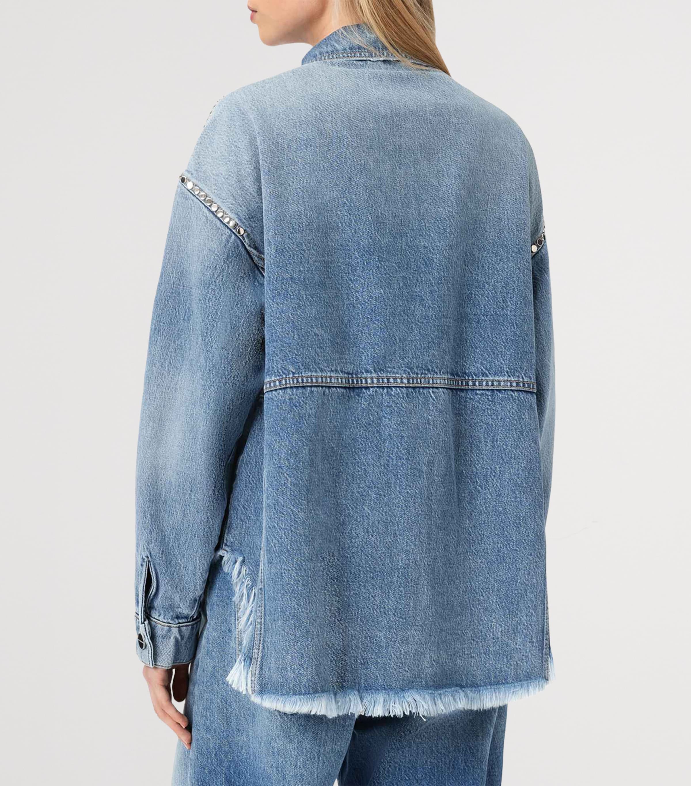 AllSaints Womens Hettie Stud Denim Shacket Vintage Indigo Image 4