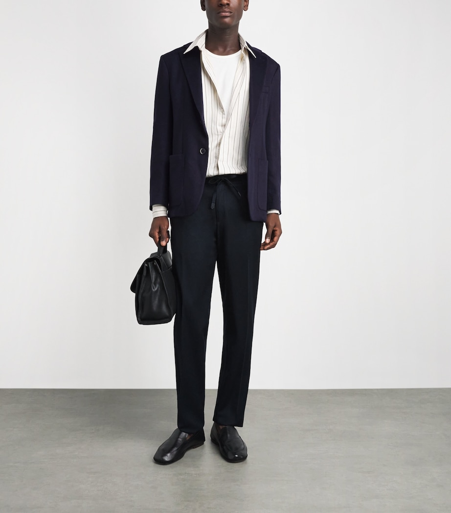 Barena Mens Brushed Cashmere Blazer Navy Image 2
