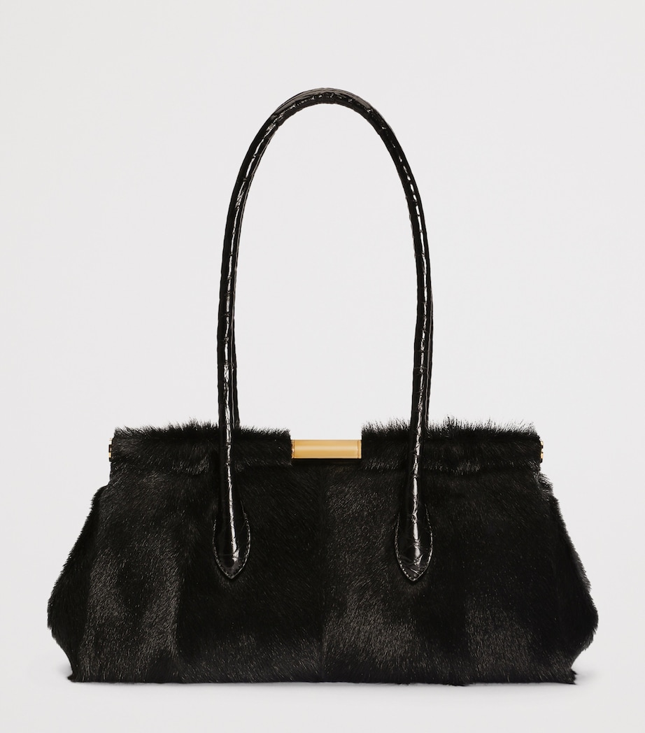 Dolce&Gabbana Goat Fur Marlene Top-Handle Bag Black/bla Image 3
