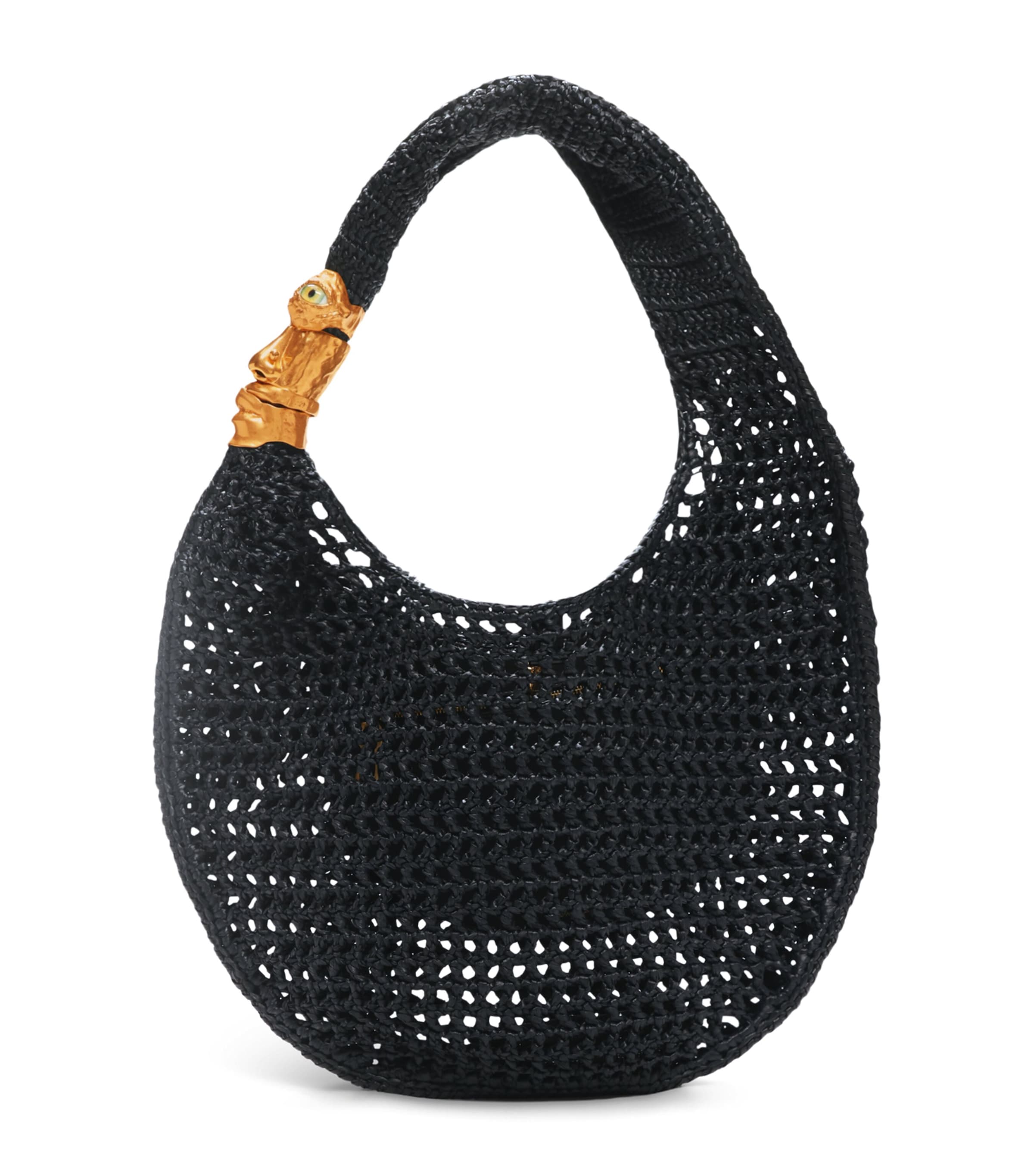 Schiaparelli Large Raffia Soufflé Baguette Shoulder Bag Black Image 1