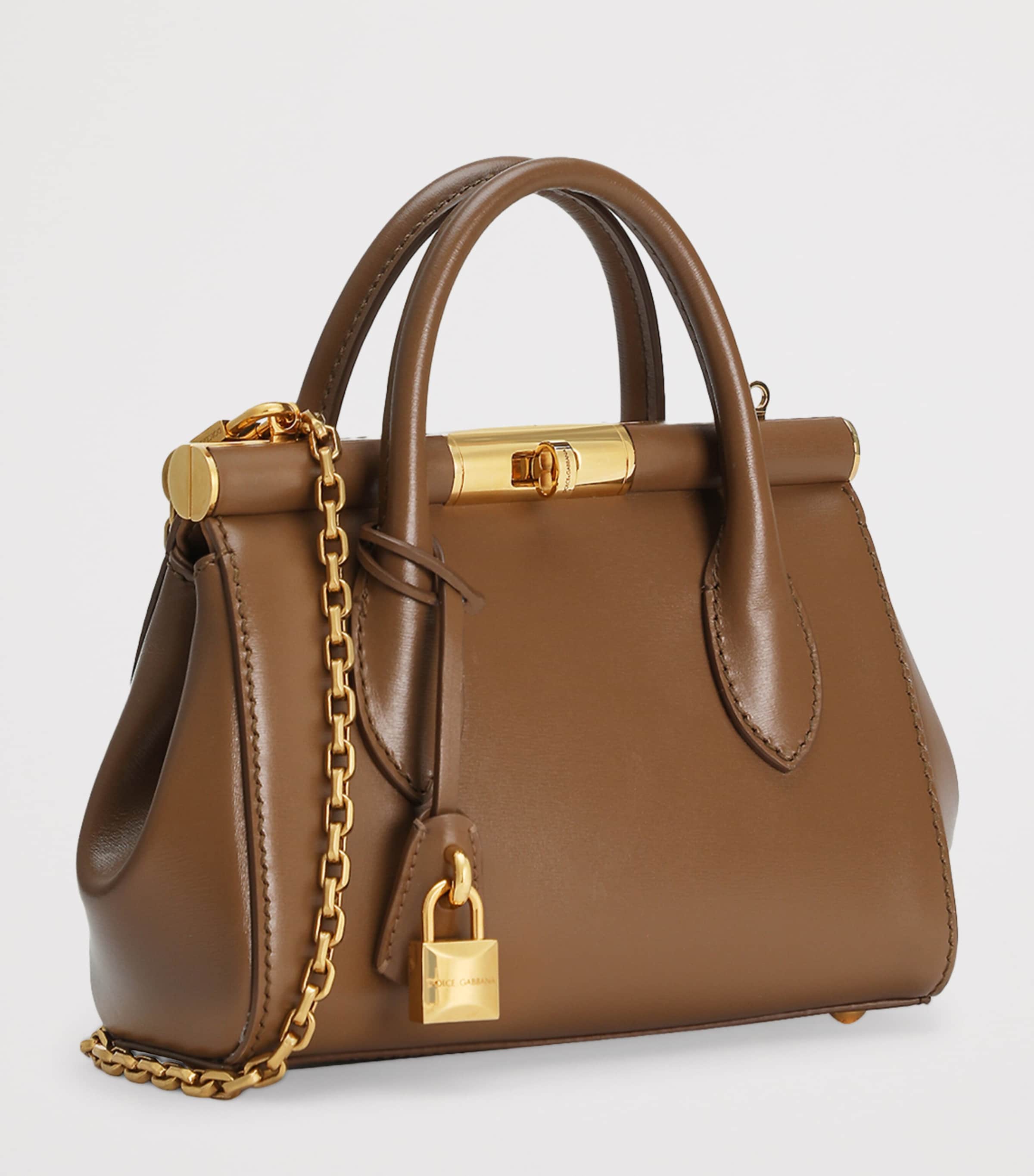 Mini Leather Marlene Top-Handle Bag 8Z093-CARAMELLO Image 3