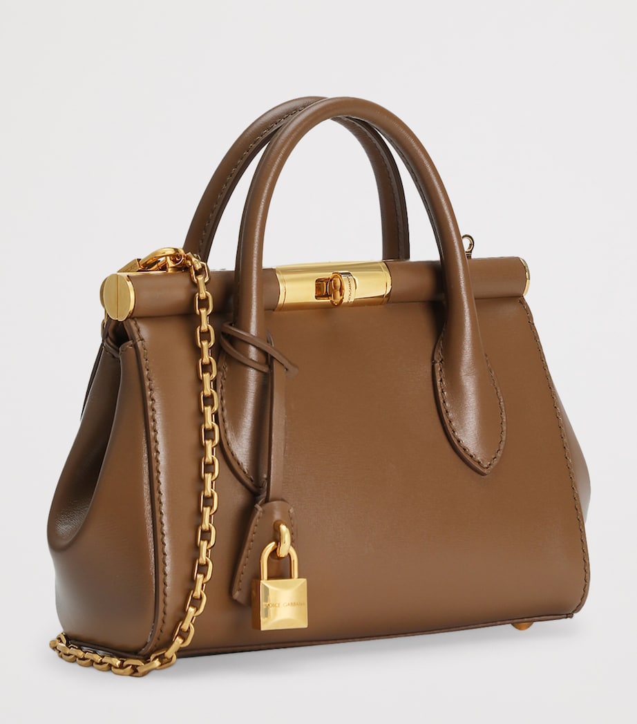 Mini Leather Marlene Top-Handle Bag 8Z093-CARAMELLO Image 3