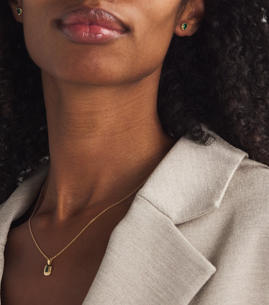 Yellow Gold and Emerald Stud Earrings YELLOW GOLD Image 5