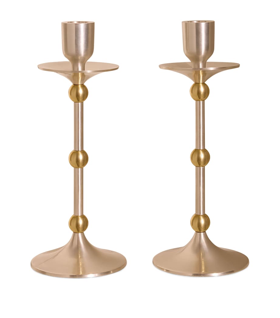 Medium Silver-Plated Cilia Candlestick Holder (25cm) SILVER Image 1