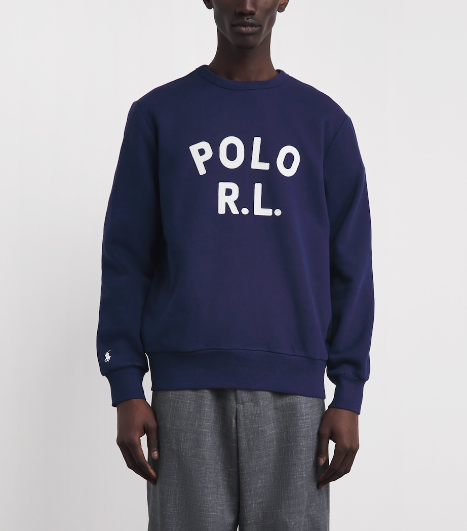 Polo Ralph Lauren Mens Cotton-Blend Logo Sweatshirt Newport Navy Image 4