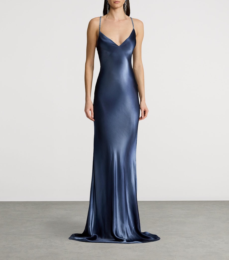 Satin Maxi Dress CORNFLOWER Image 9
