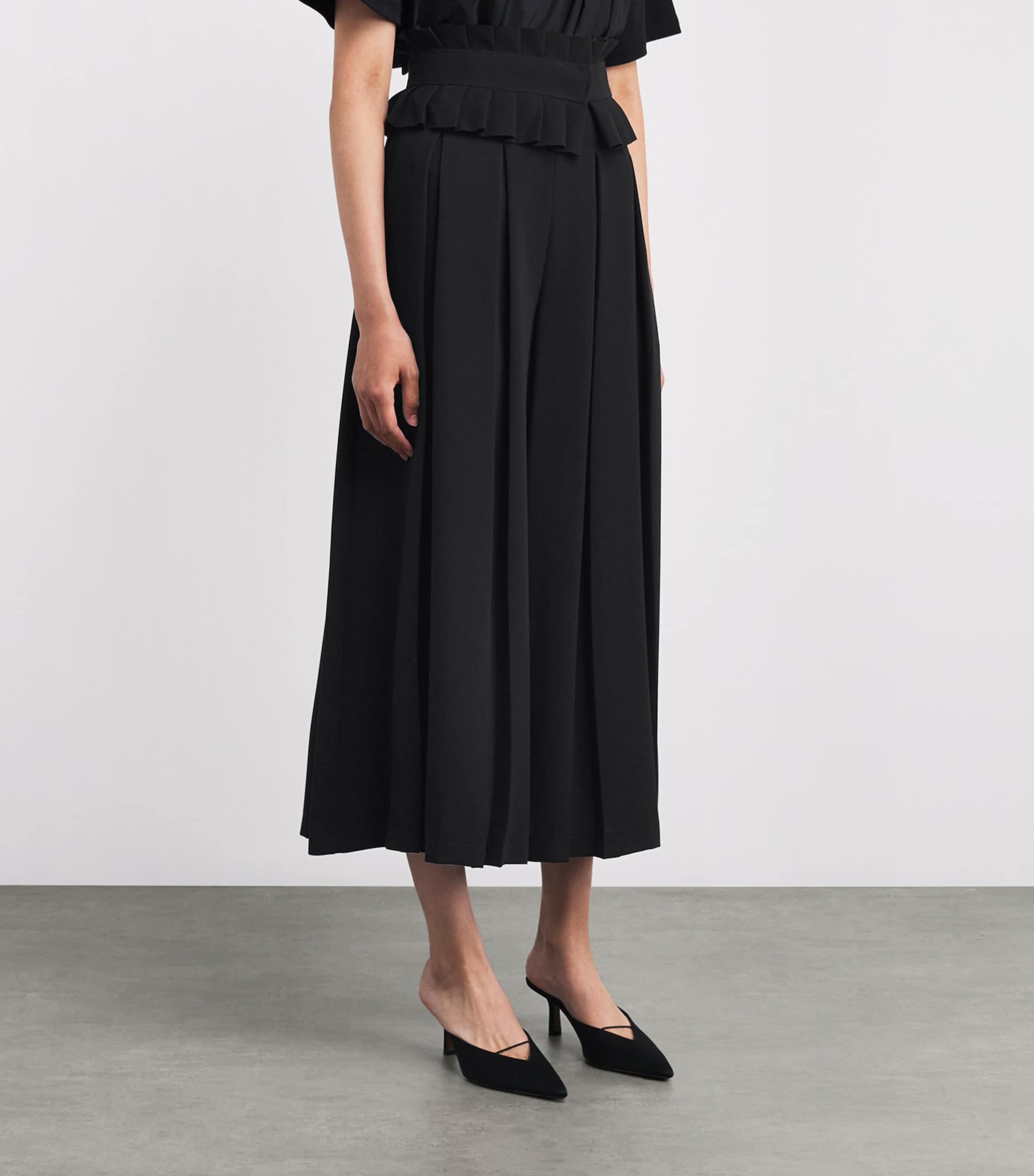パンツ MAX MARA BLACK CADY LINO WIDE-LEG PANT MAX MARA Lino pleated crepe wide-leg pants | NET-A-PORTER