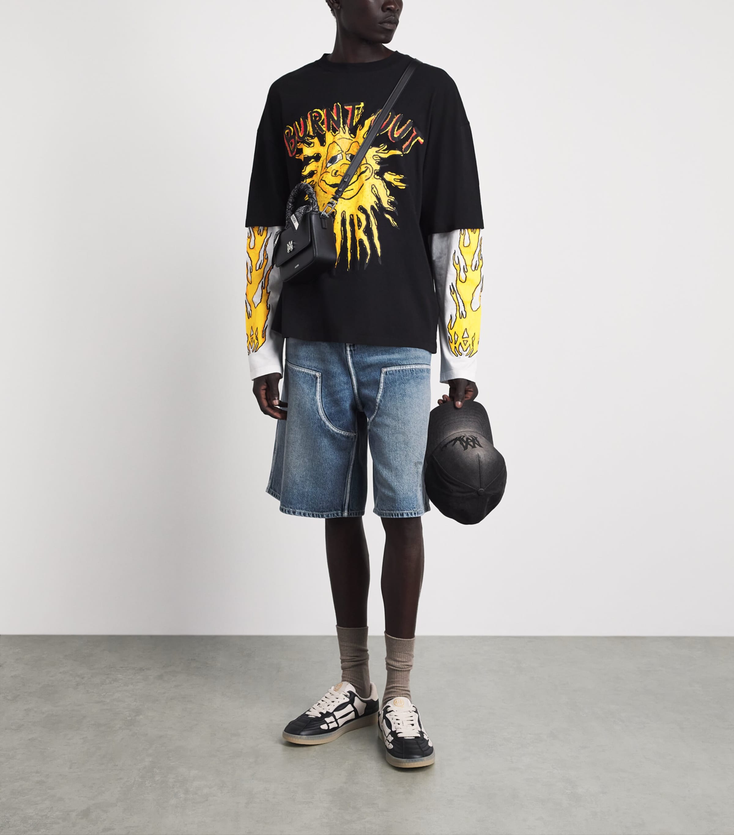 AMIRI Mens Cotton Burn Out T-Shirt Black Image 2