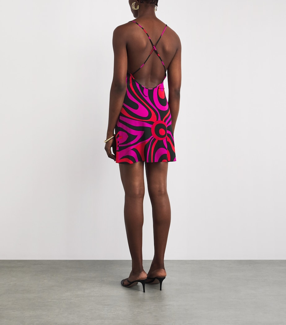PUCCI Womens Satin Marmo Mini Dress Fuchsia Image 4