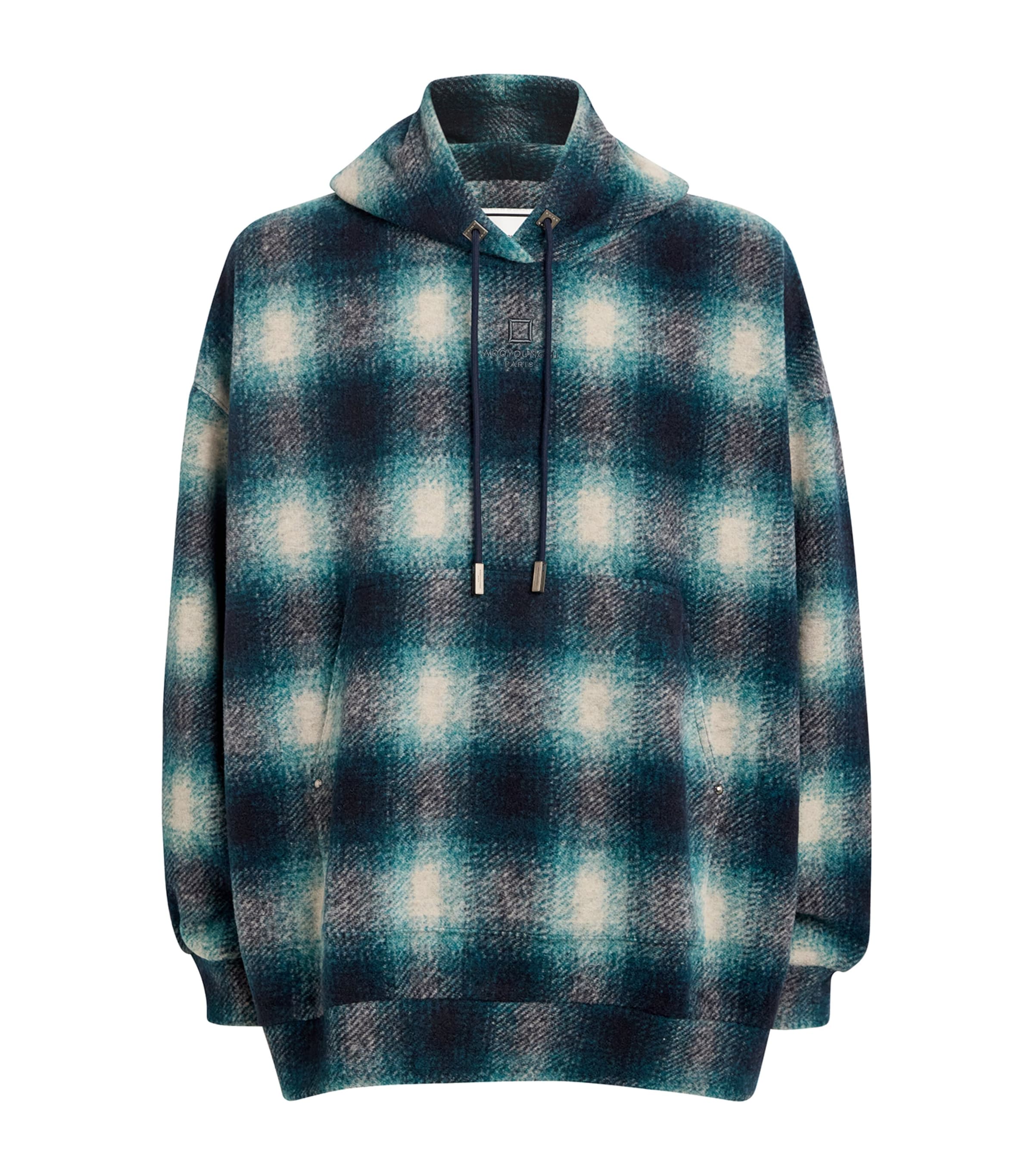 Shop Wooyoungmi Flannel Check Hoodie In Green