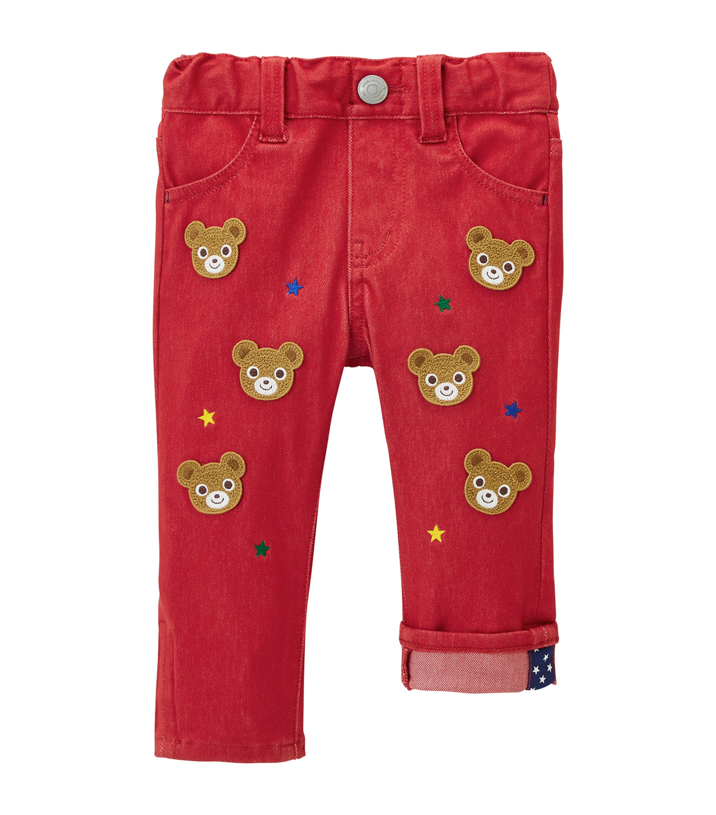 Miki House Kids' Cotton-blend Teddy Trousers In Red