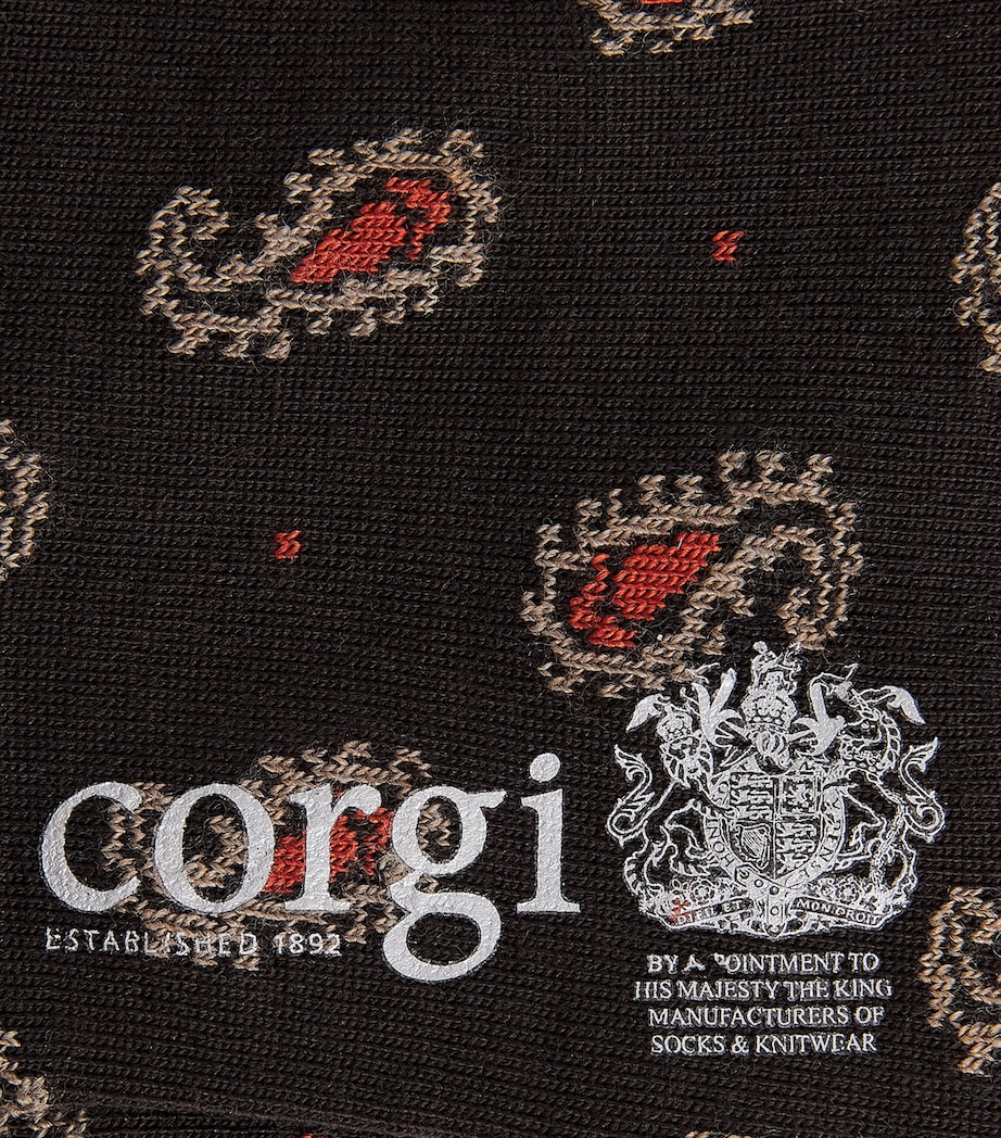 Corgi Mens Wool-Blend Paisley Socks Choc/orange Image 2