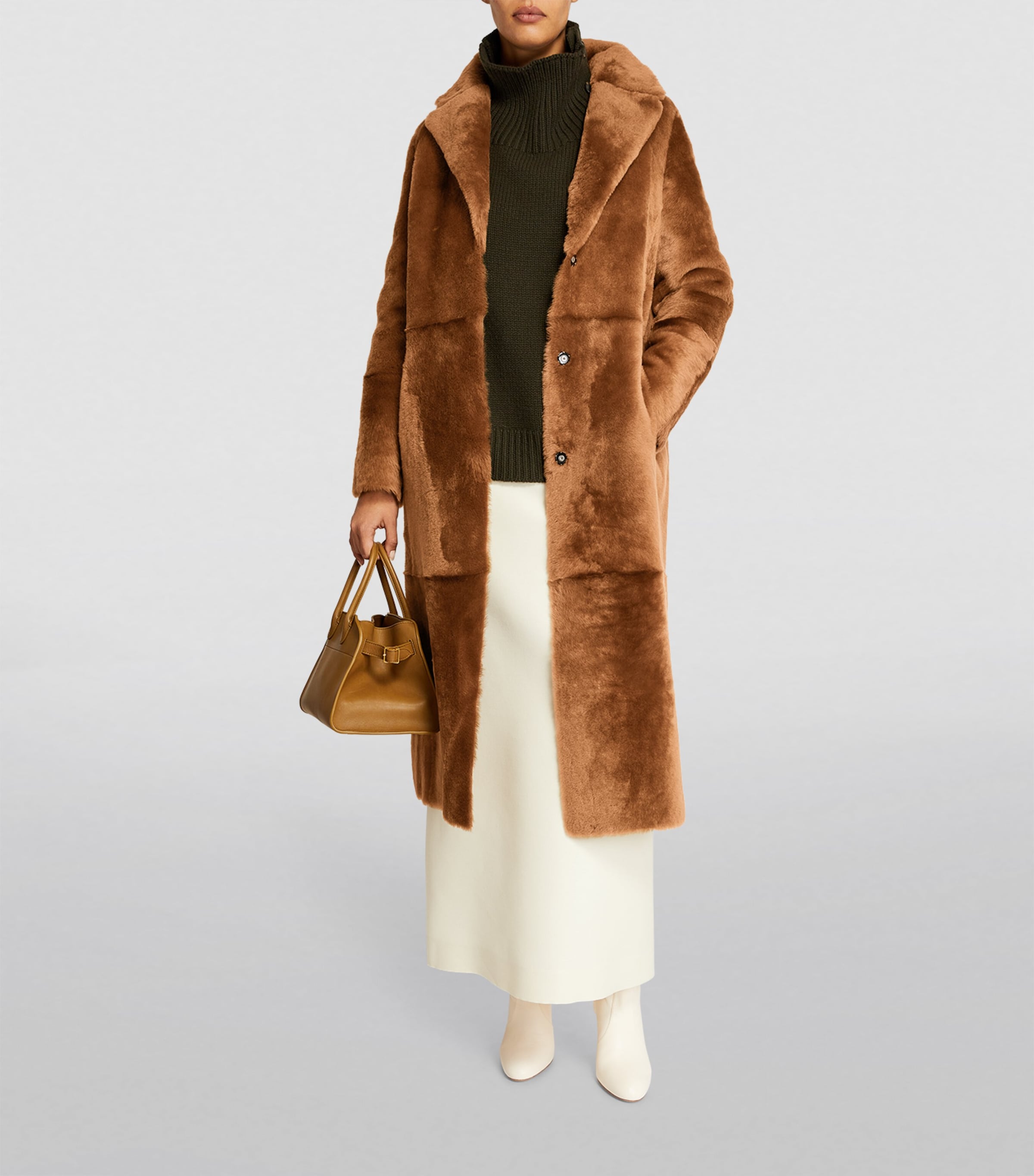 Lamb Fur Reversible Wrap Coat A2049 Image 2