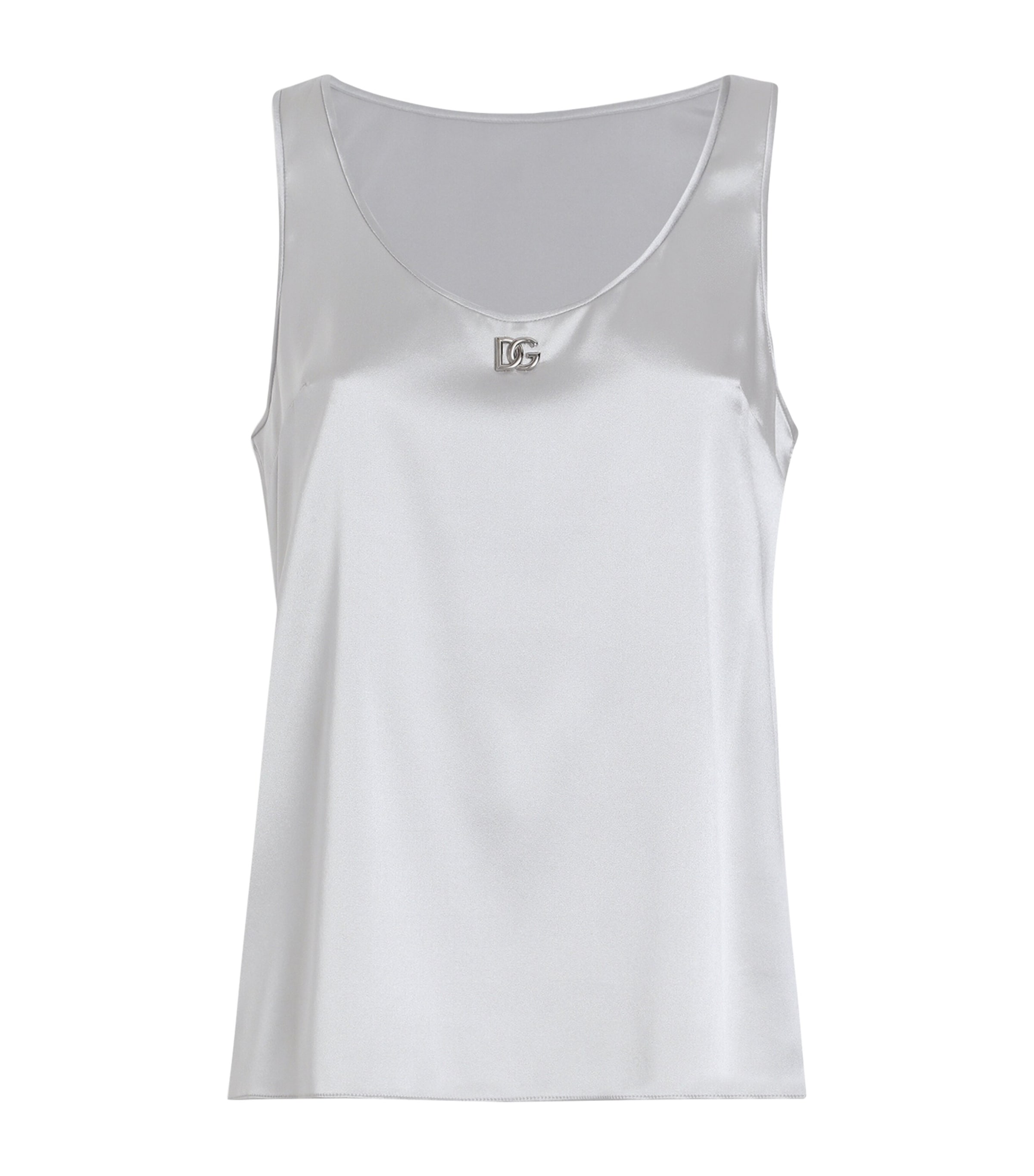 Dolce & Gabbana Satin Tank Top With Dg Logo Pin