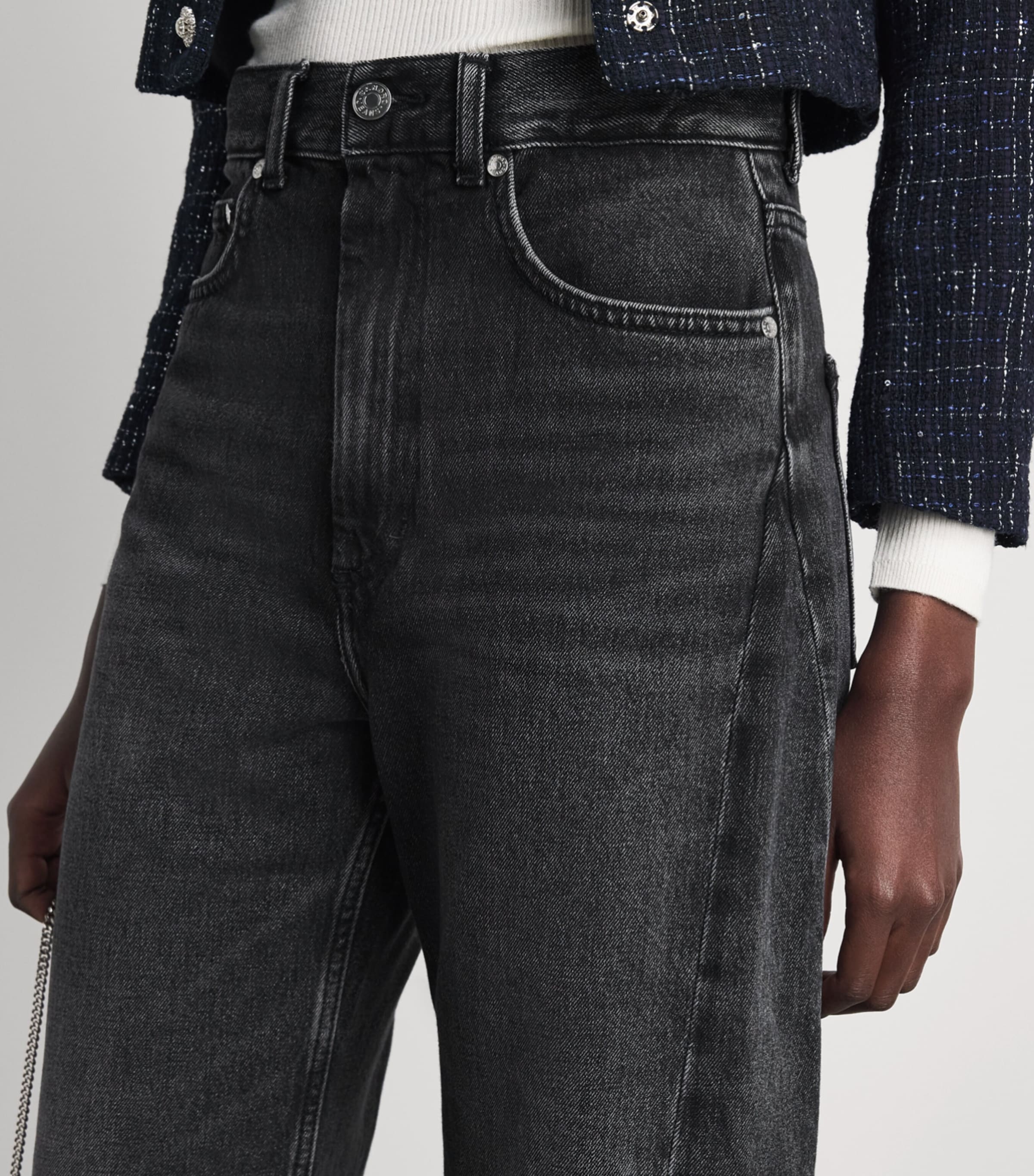 Sandro Paris Womens Barrel Jeans Dark Grey Image 3