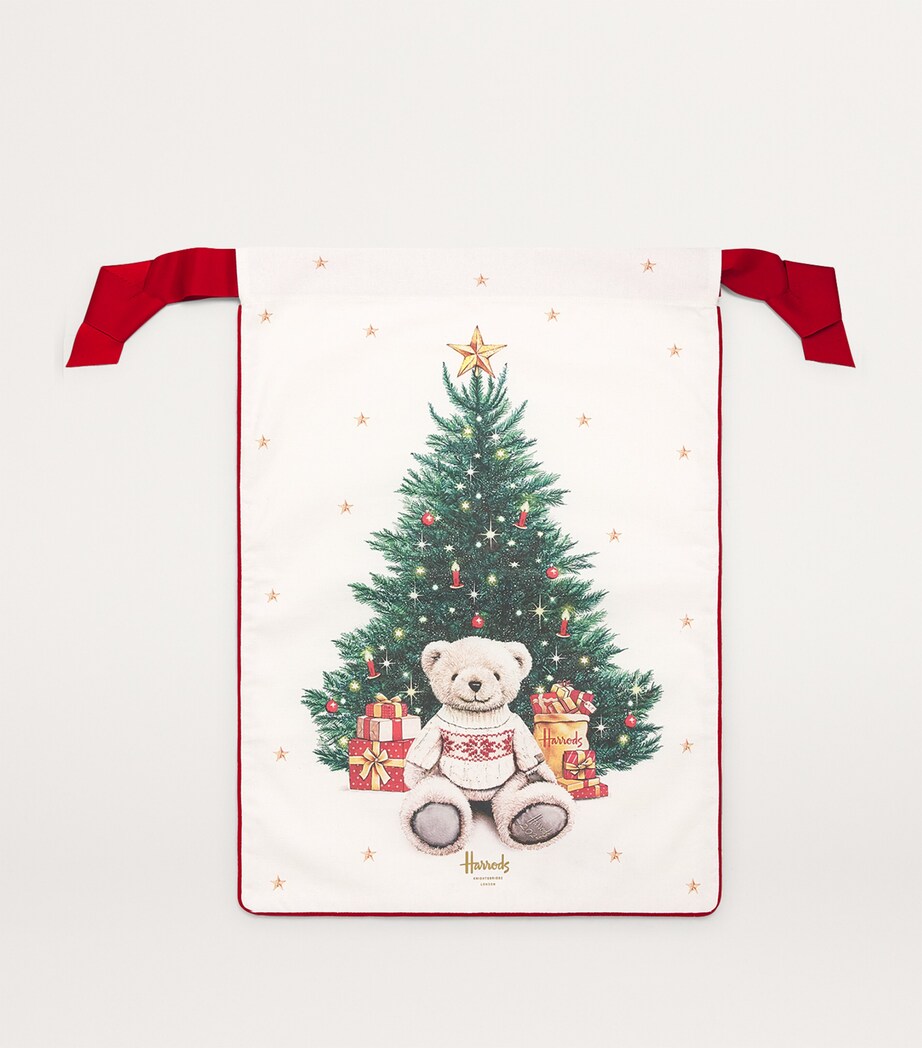 Harrods Large Cotton Christmas Bear Sack Ivory Image 2