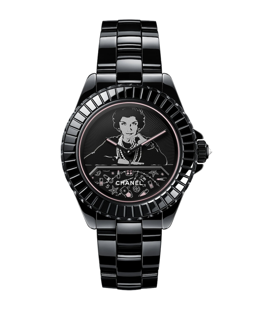 Ceramic, Steel and Diamond Mademoiselle J12 Blush Calibre 12.1 Watch 38mm BLACK Image 1