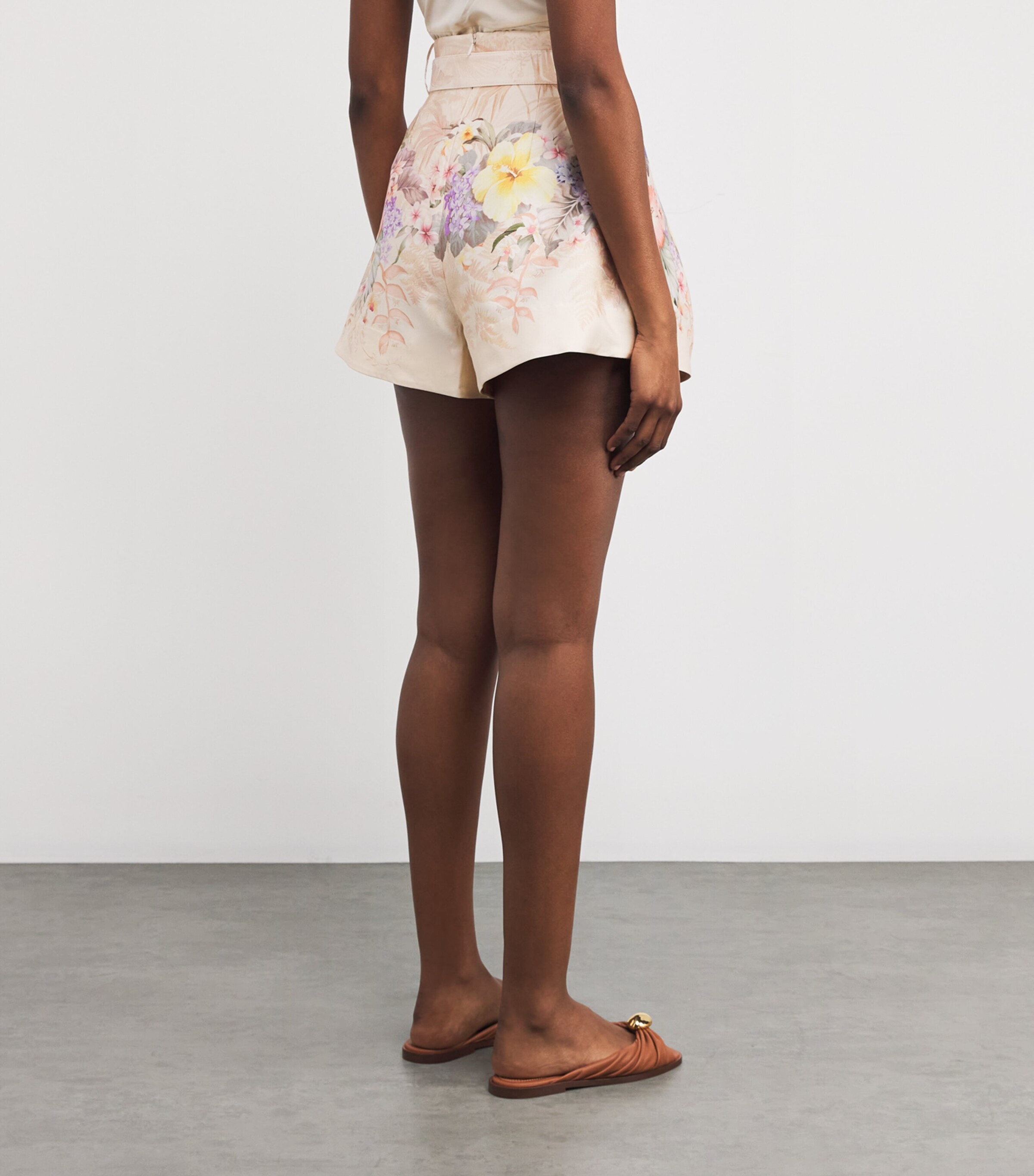 Silk-Cotton Floral Shorts IVORY TROPICAL Image 4