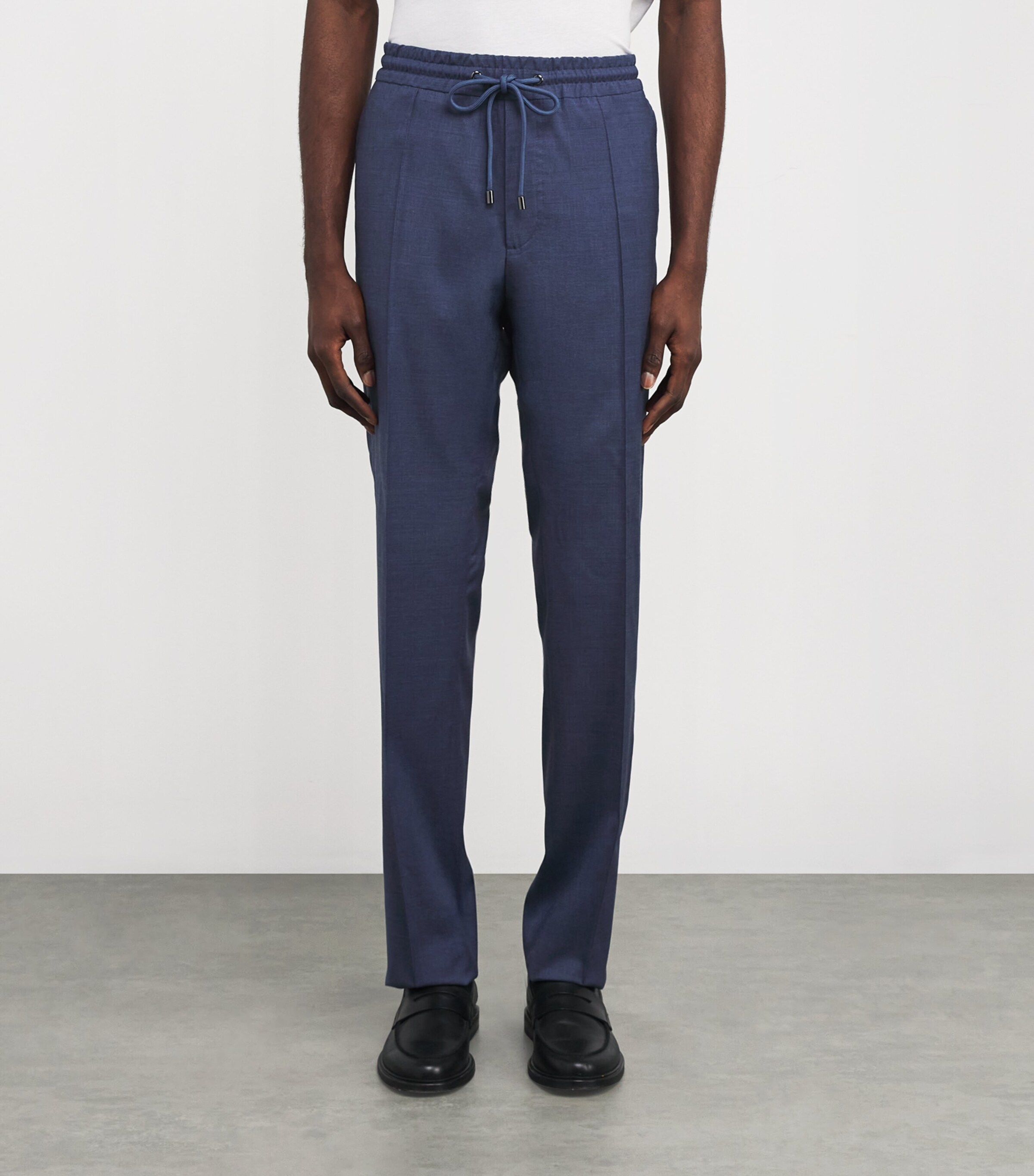 Wool Drawstring Trousers 08 BLU Image 3