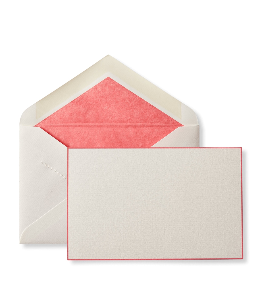 Smythson Box of 10 Correspondence Cards and Envelopes W.laid Candy Pink Image 1