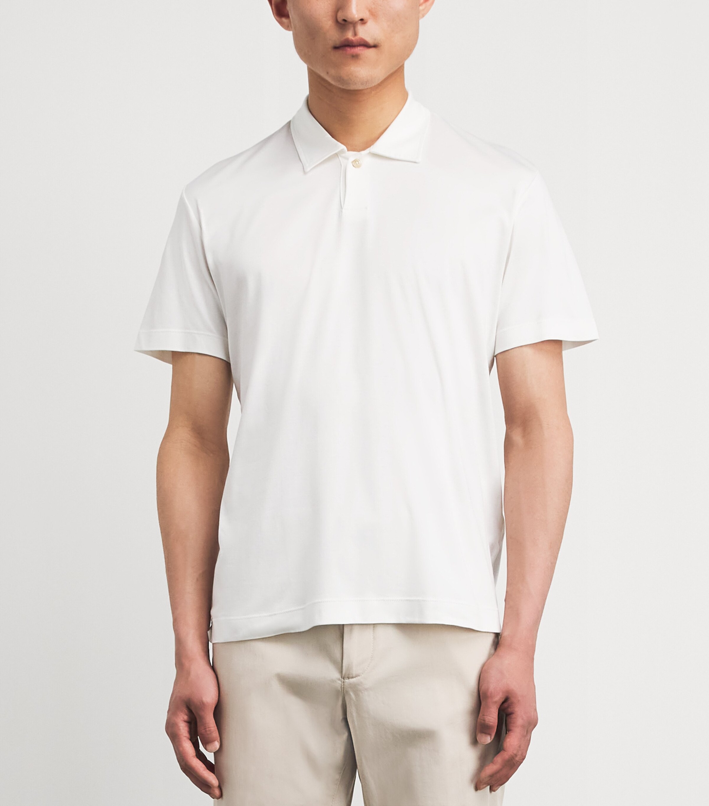 Eleventy Mens Cotton-Modal Polo Shirt Bianco Image 4