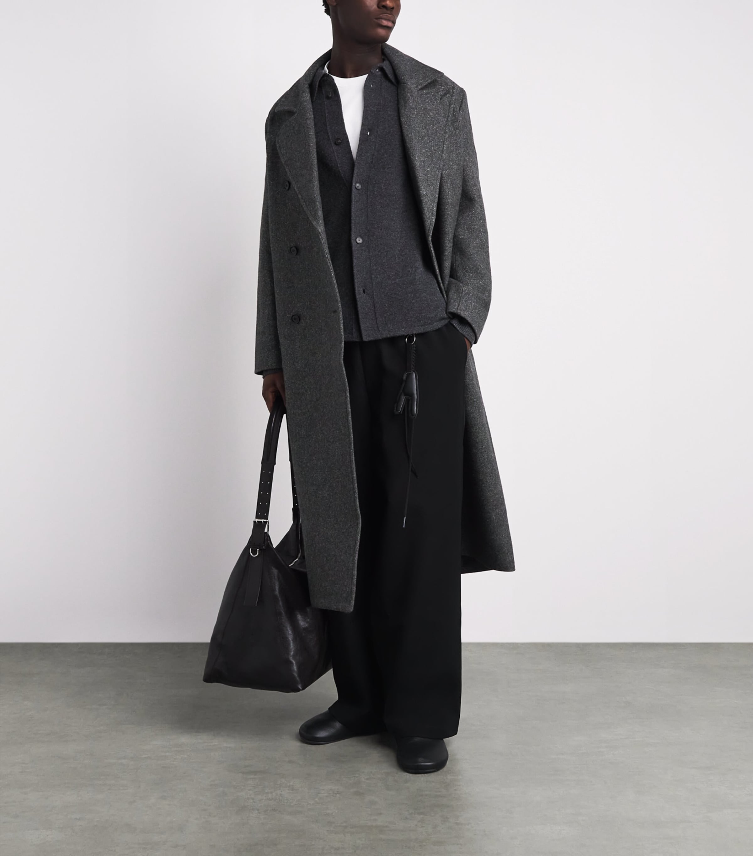 Samsøe Samsøe Mens Wool-Blend Savince Overcoat Dark Grey Mel. Image 2