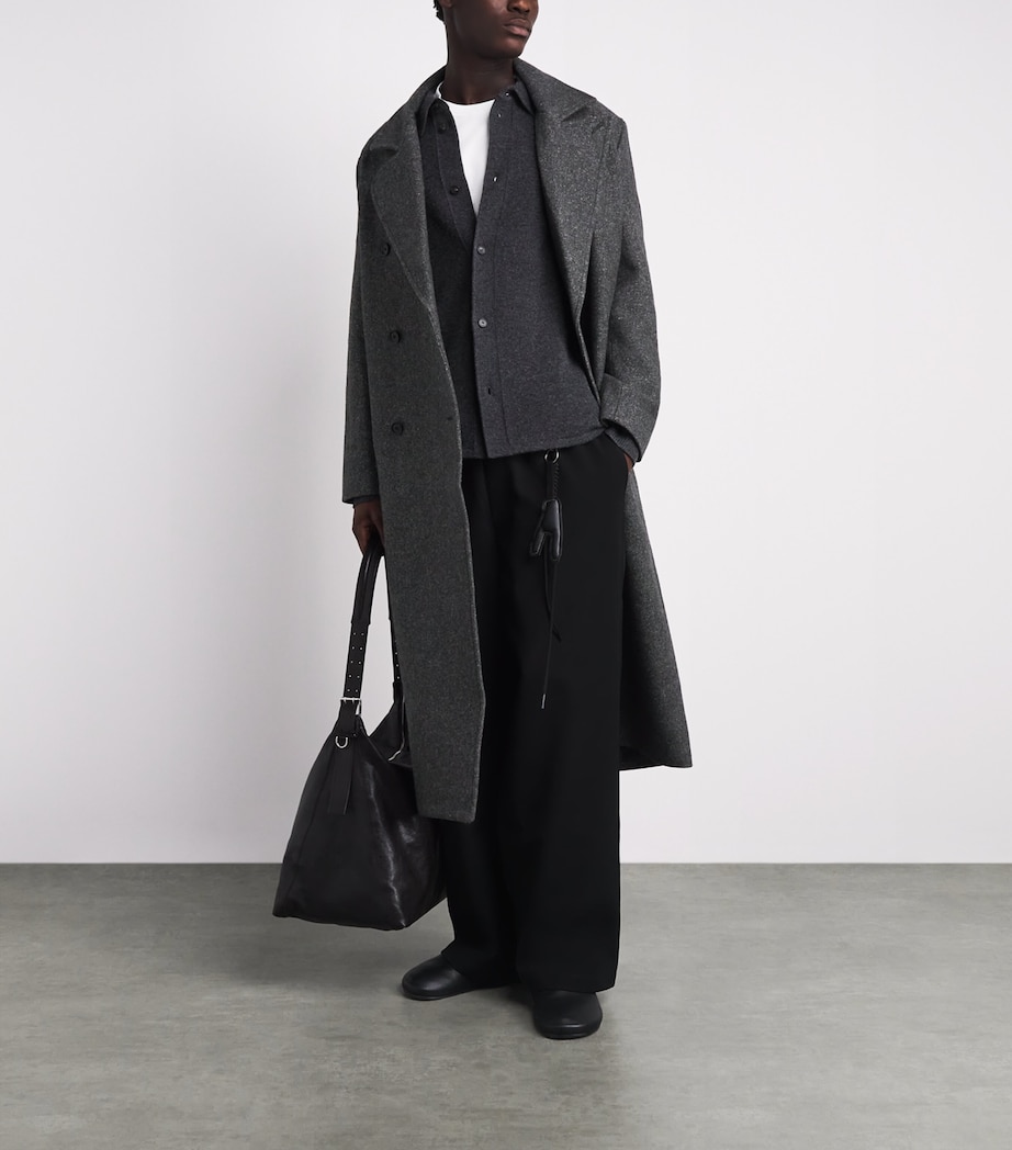 Samsøe Samsøe Mens Wool-Blend Savince Overcoat Dark Grey Mel. Image 2