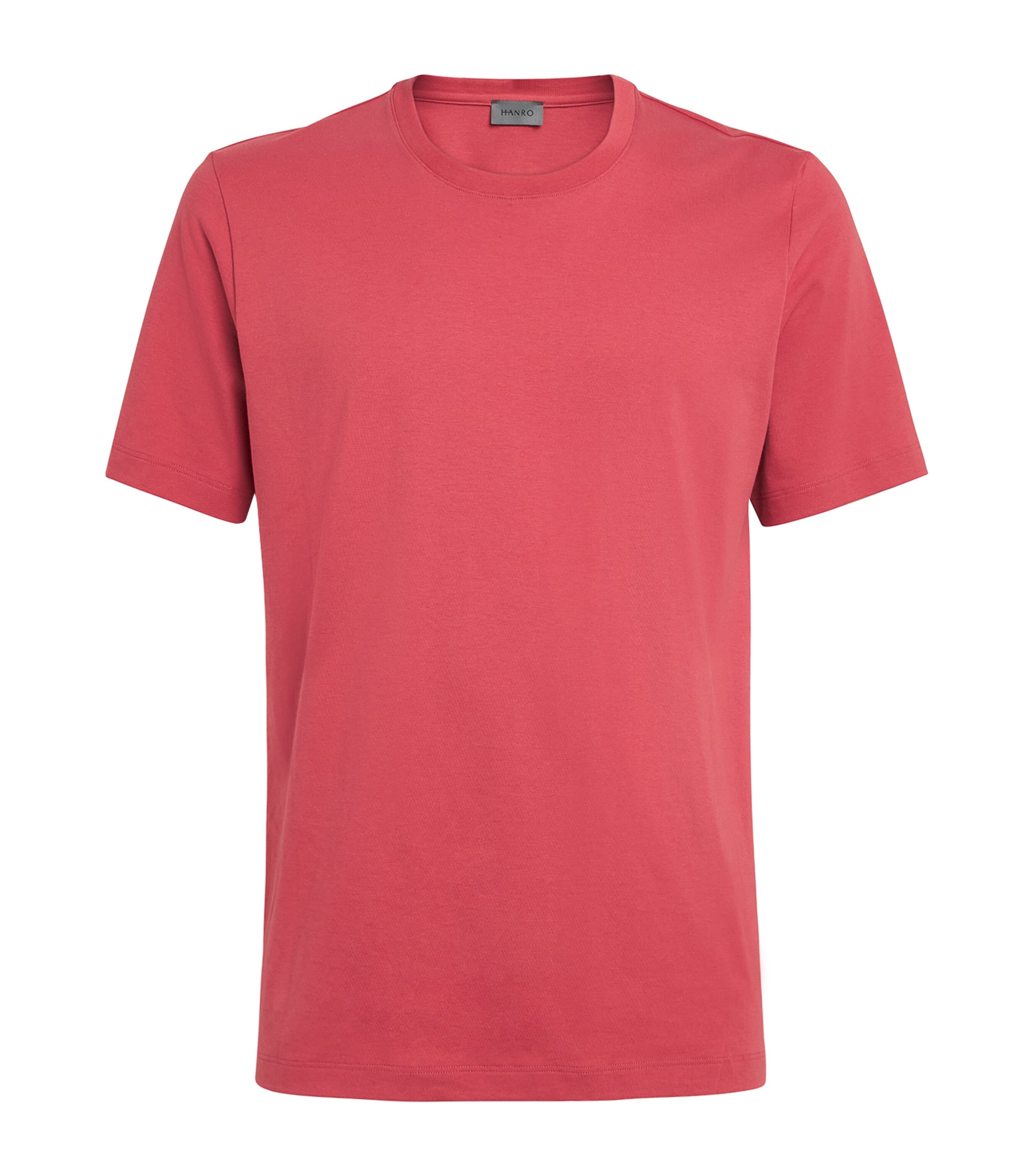 Hanro Mens Cotton Living Crew-Neck T-Shirt Garnet Rose Image 1