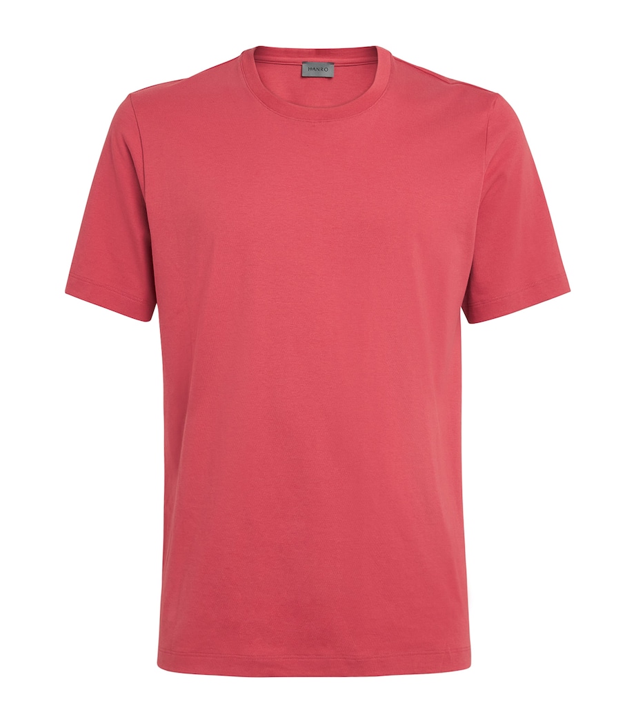 Hanro Mens Cotton Living Crew-Neck T-Shirt Garnet Rose Image 1