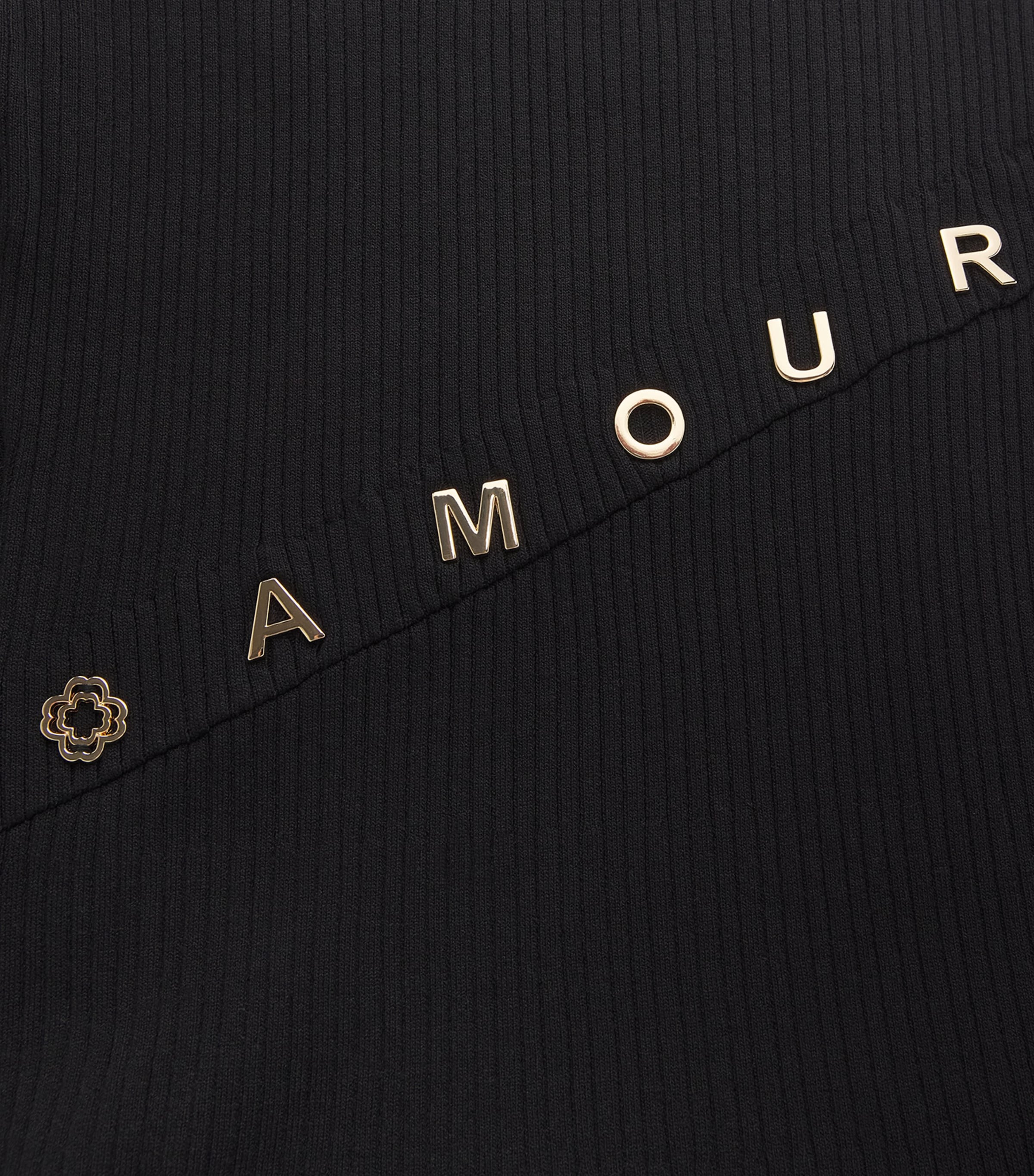 Rib-Knit Embellished Mini Dress BLACK Image 5