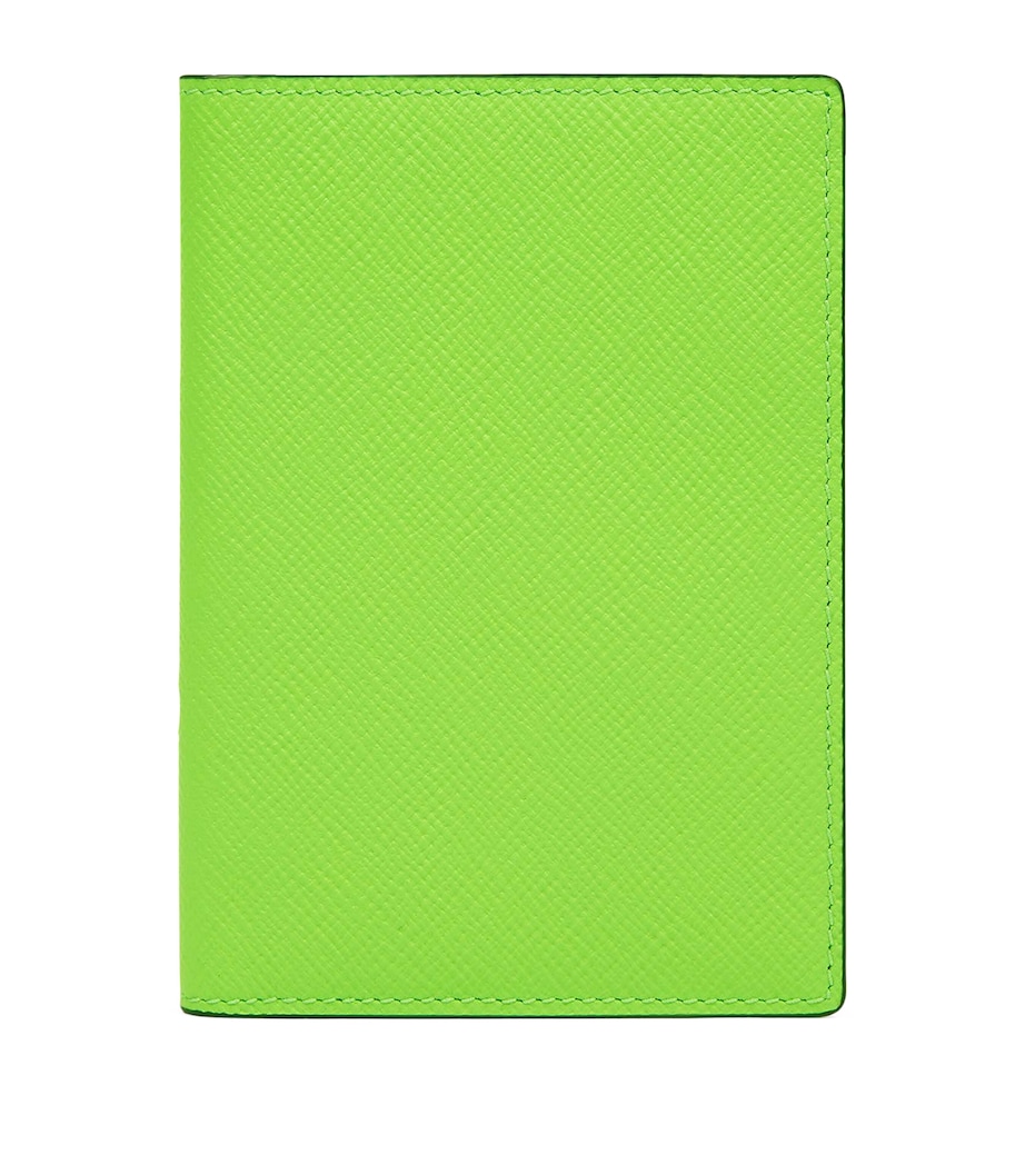 Leather Panama Passport Cover APPLE GREEN Image 1