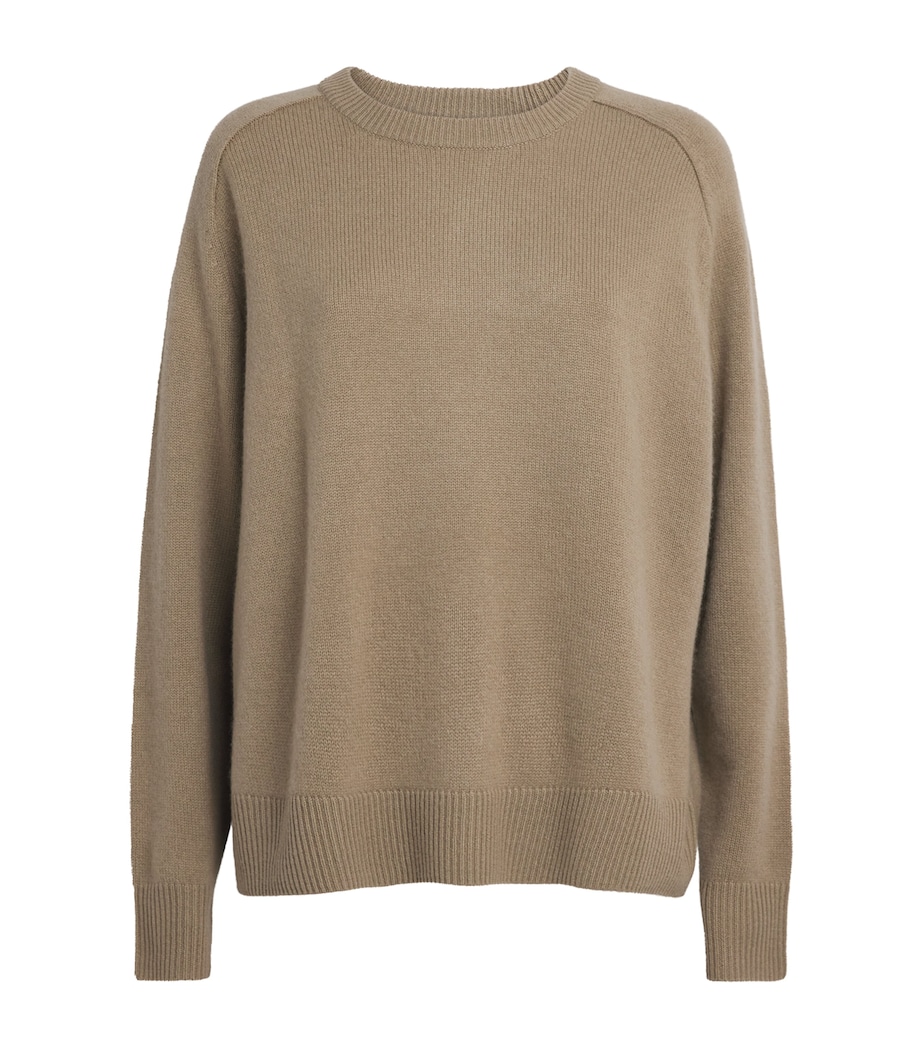 Soft Goat Womens Cashmere Boyfriend Crew-Neck Sweater Khaki Image 1