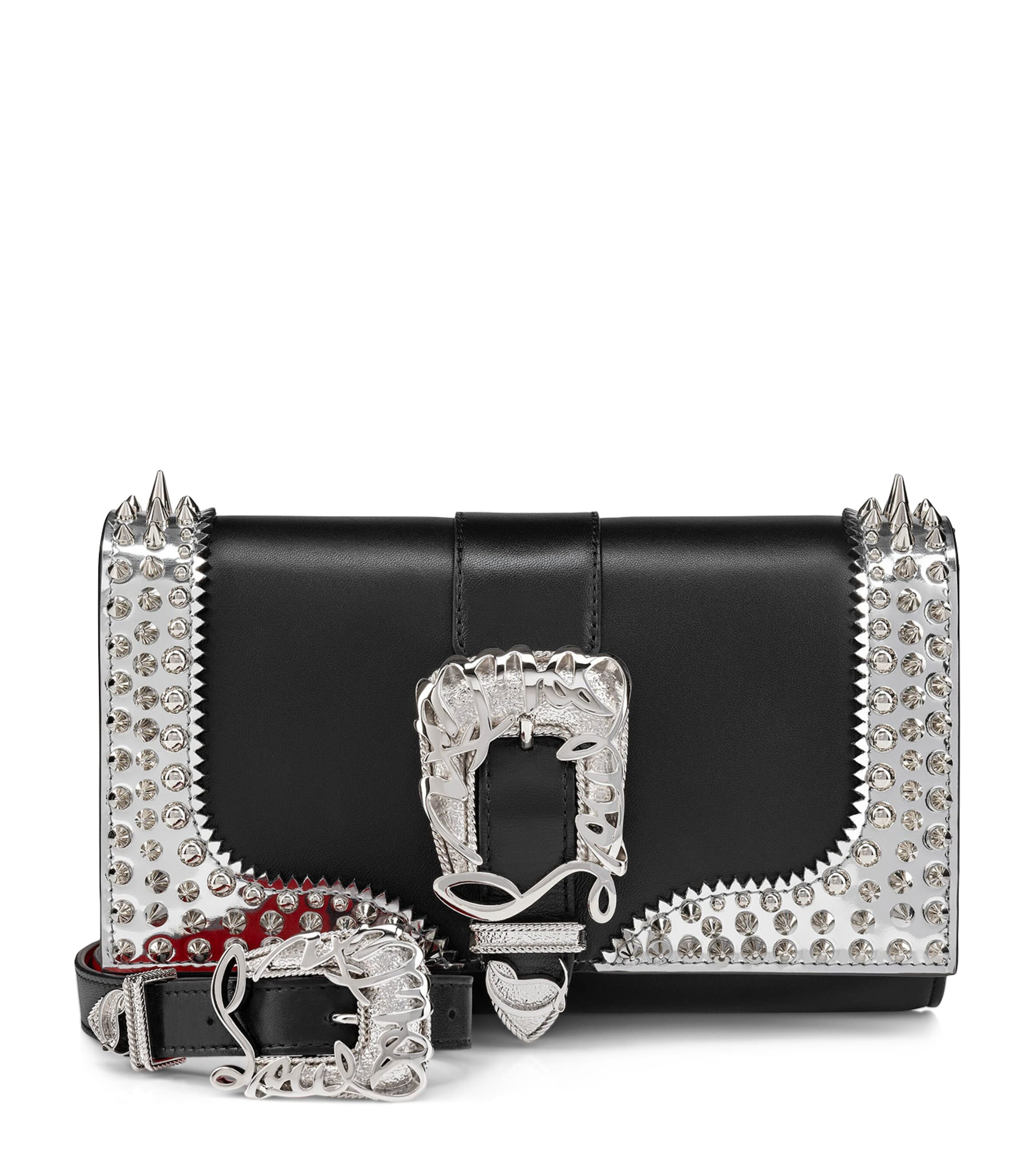 Christian Louboutin Paloma Giddy Spike Leather Crossbody Bag In Red