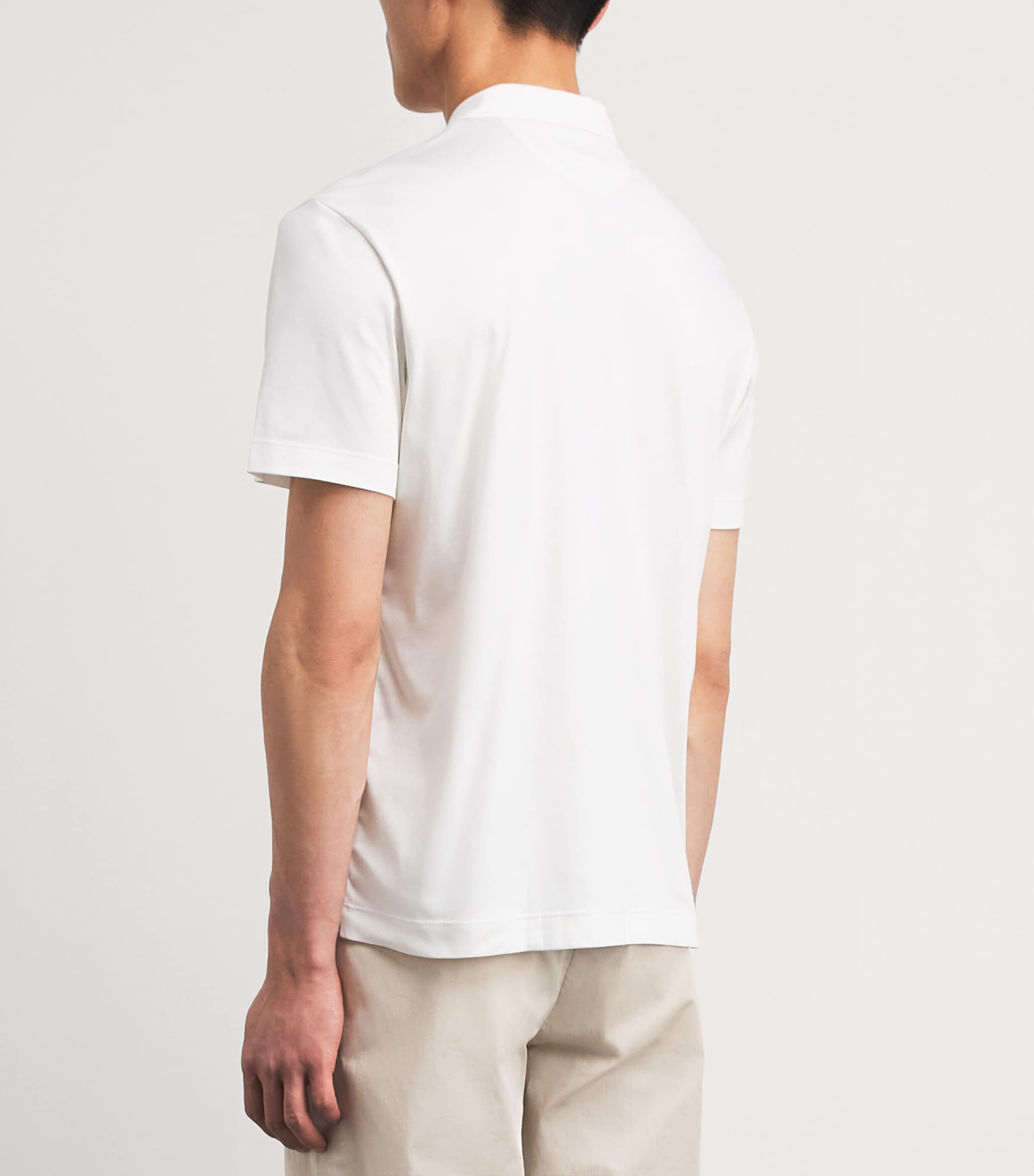 Eleventy Mens Cotton-Modal Polo Shirt Bianco Image 5