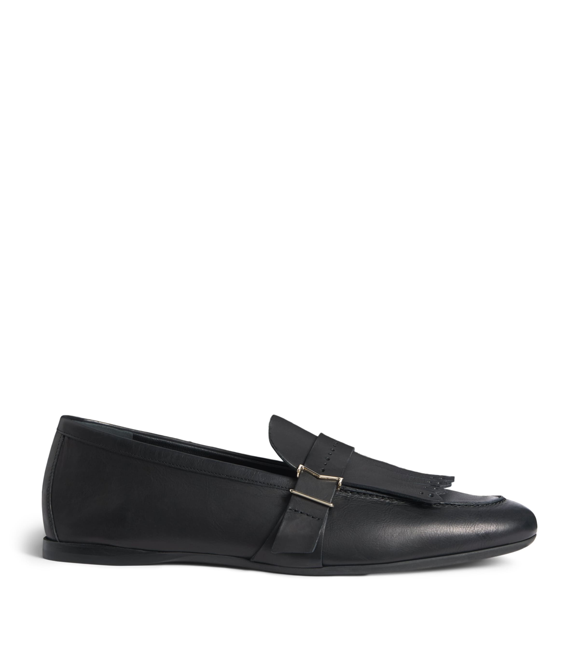 Max Mara Leather Fringe Loafers Black Image 1