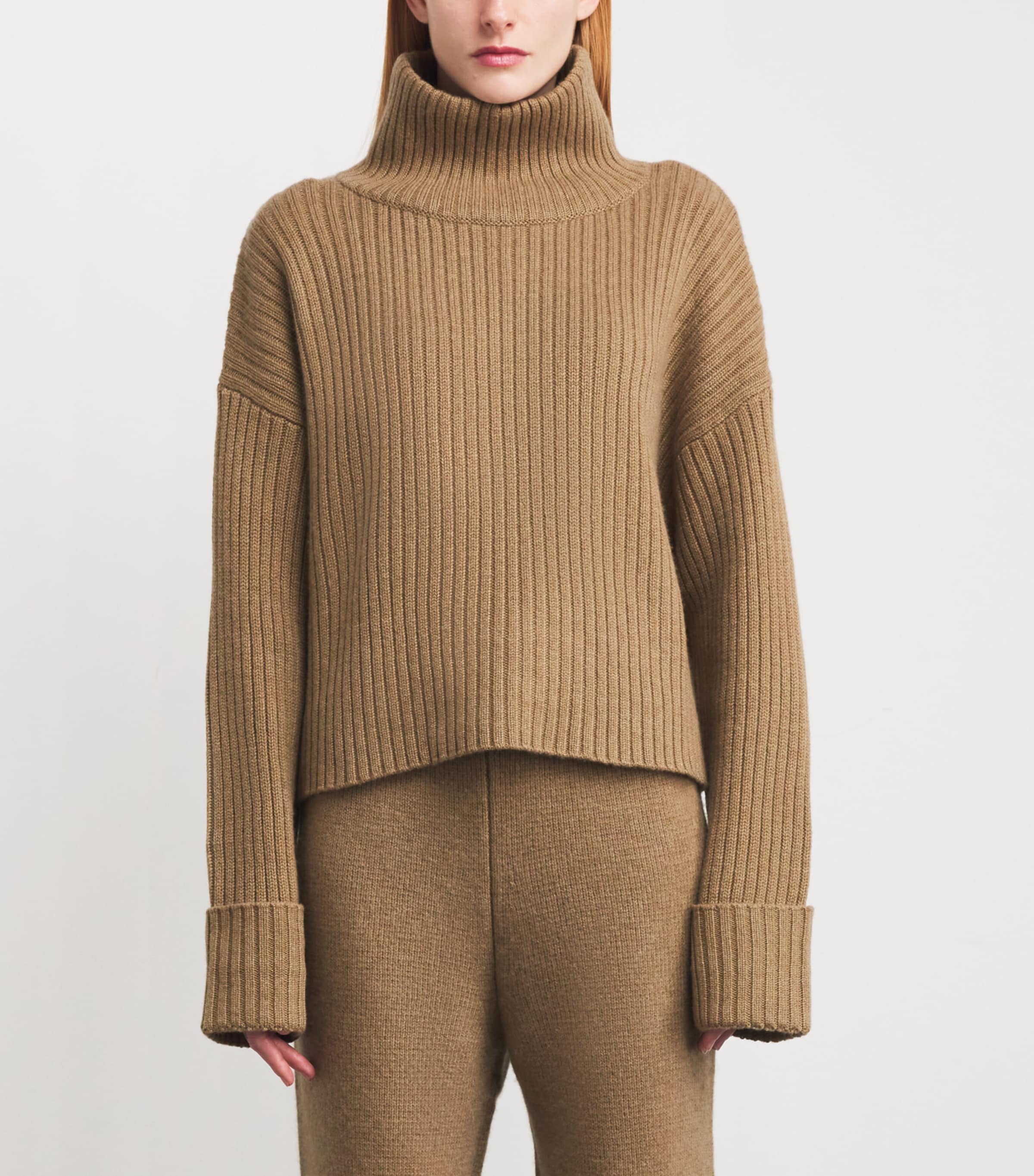Le Kasha Womens Organic Cashmere Galway Sweater Camel Image 3