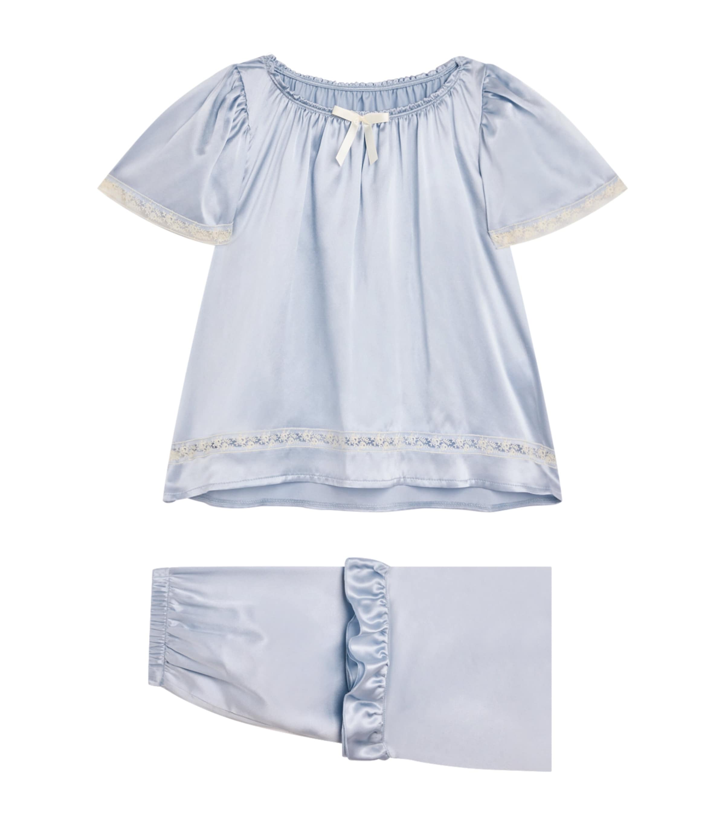 Amiki Kids' Silk Angelina Pyjama Set In Silver