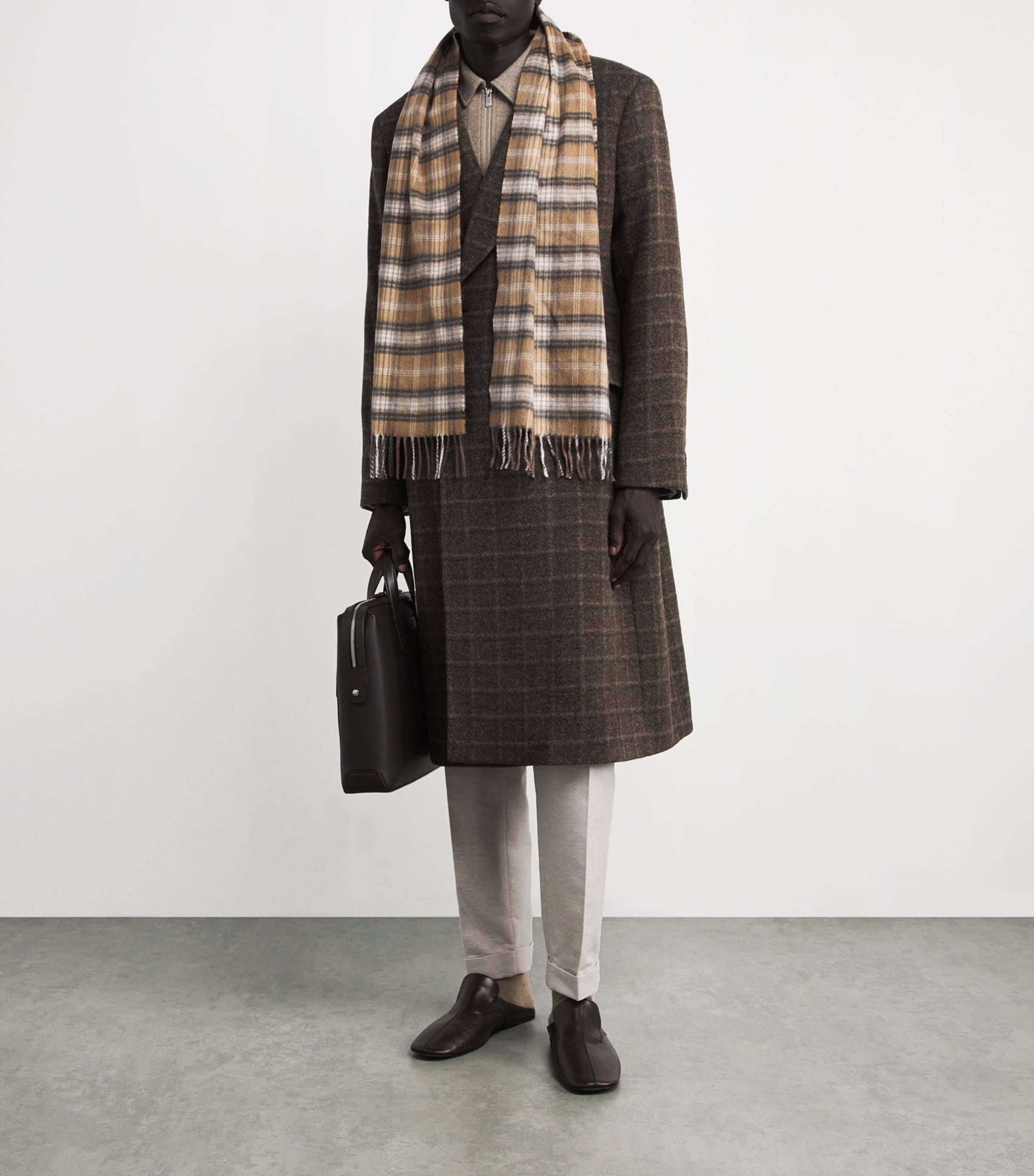 Cashmere Tartan Scarf CAMEL Image 2