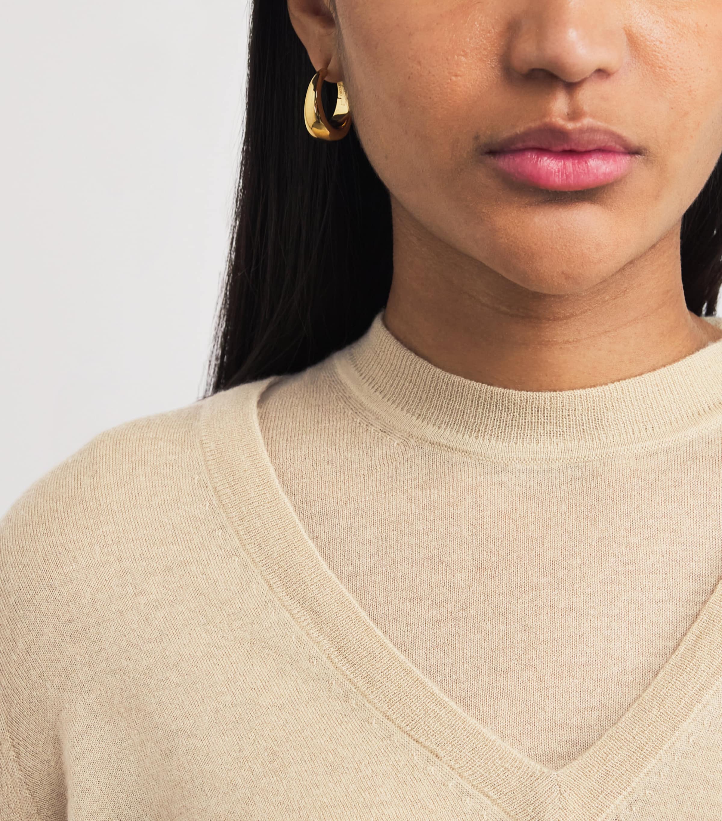 Joseph Womens Cashmere Cashair V-Neck Sweater Powder Image 3