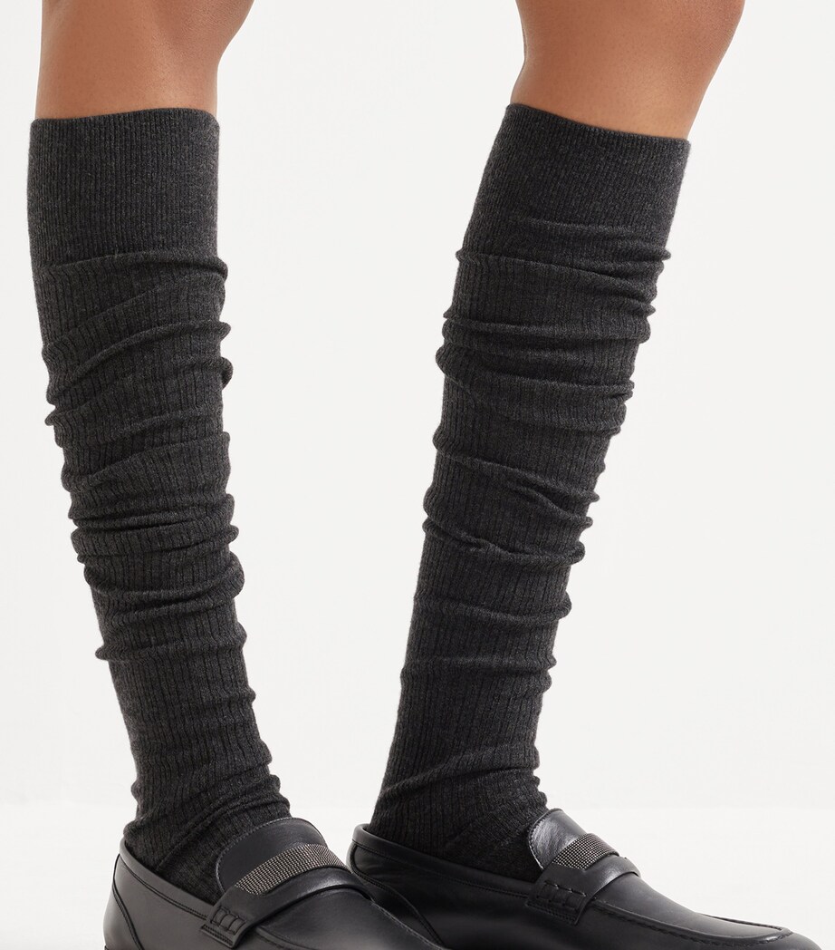 Brunello Cucinelli Womens Cashmere-Blend Knit Socks Image 2