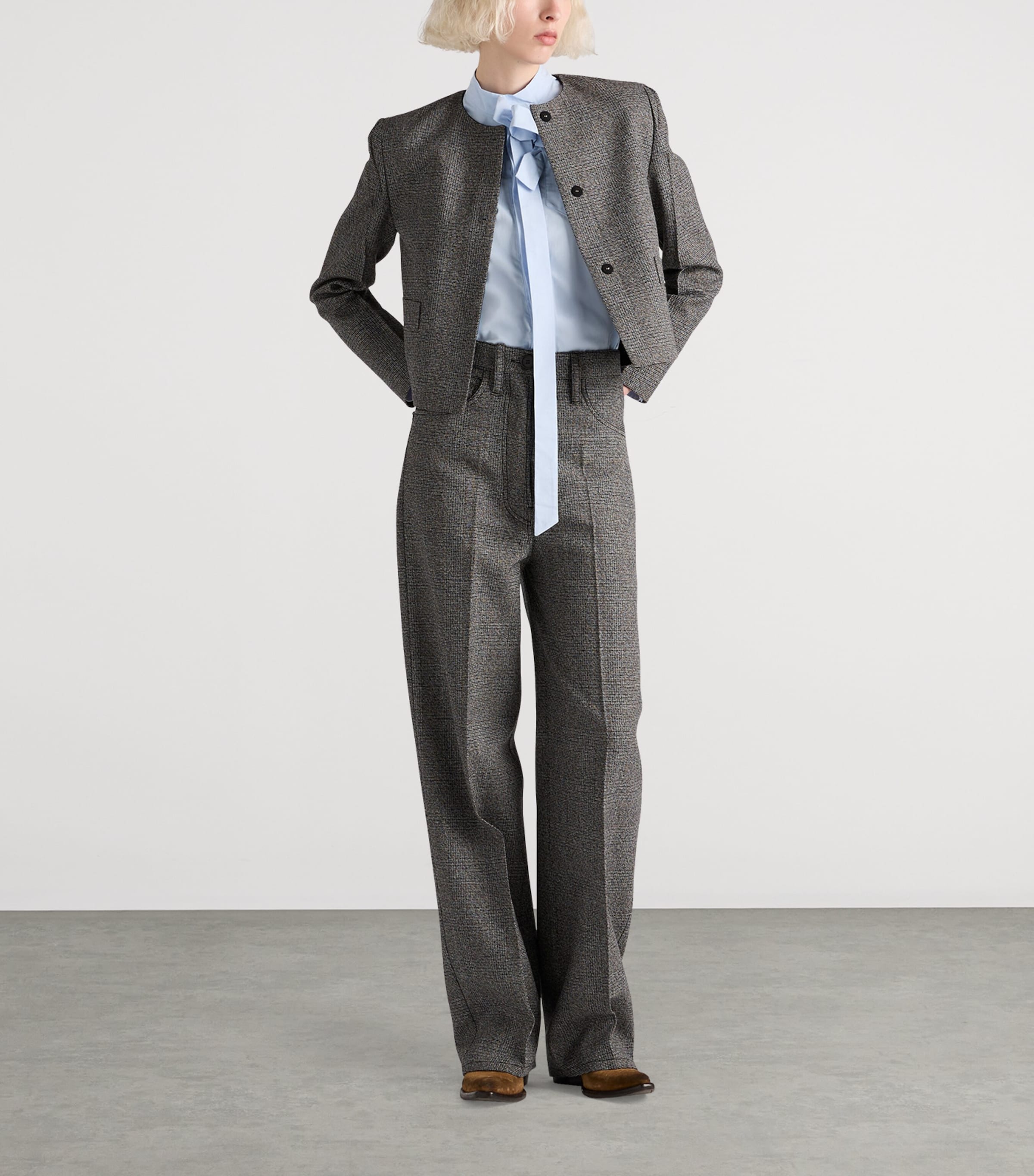 Prada Womens Cotton Poplin Pussybow Shirt Image 2