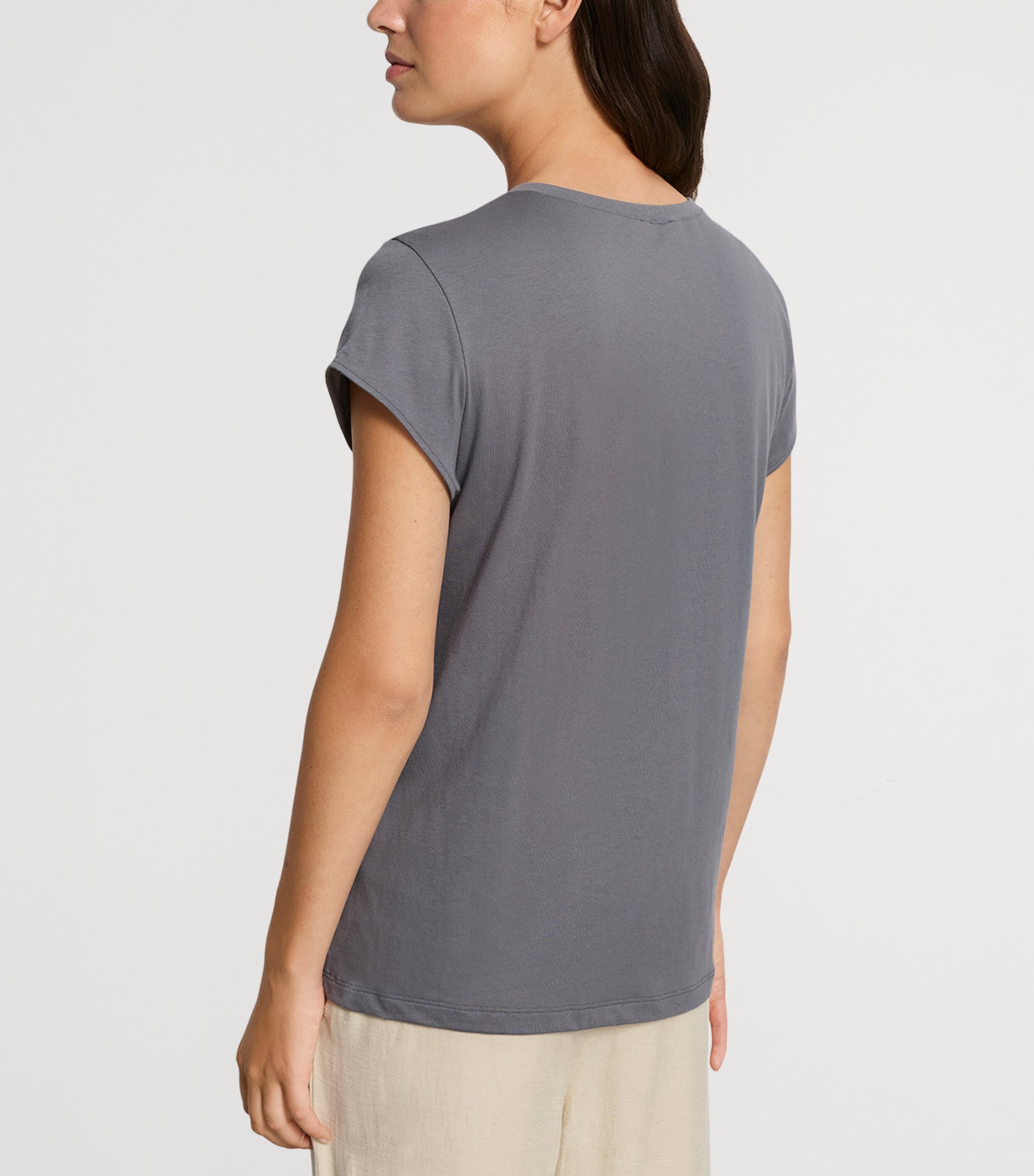 Hanro Womens Organic Cotton Natural T-Shirt Mercury Image 3