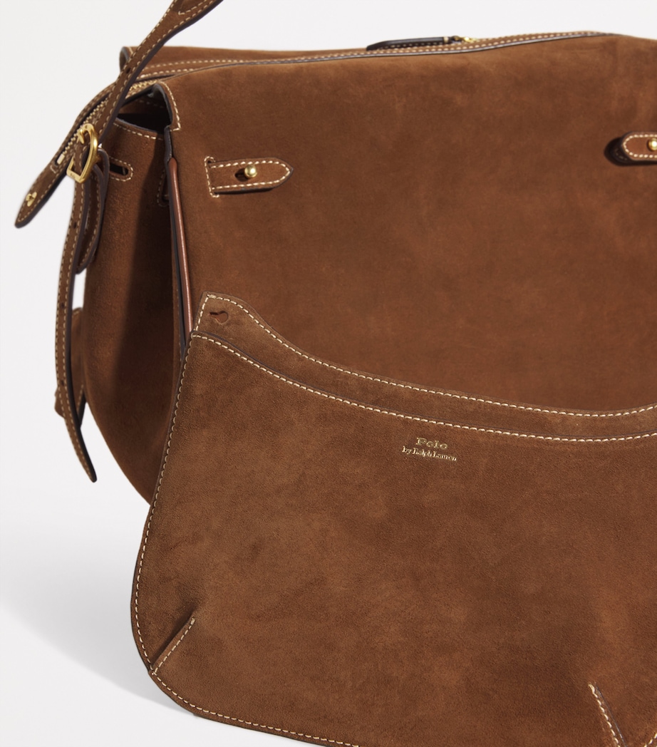 Polo Ralph Lauren Large Suede Polo ID Top-Handle Bag Cnmn/cuoio Image 6