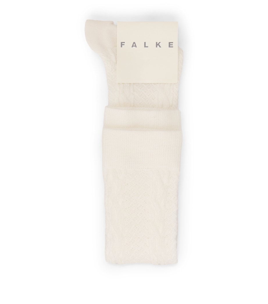 Falke Womens Virgin Wool-Blend Declivity Knee-High Socks Off White Image 1
